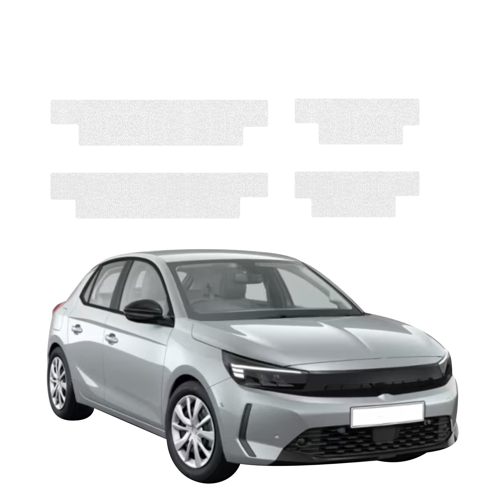 Komplektas 4w1 Balta techninė apsauginė danga slenksčiams Opel Corsa (2023-2026) GRIZZ HeavyDuty White