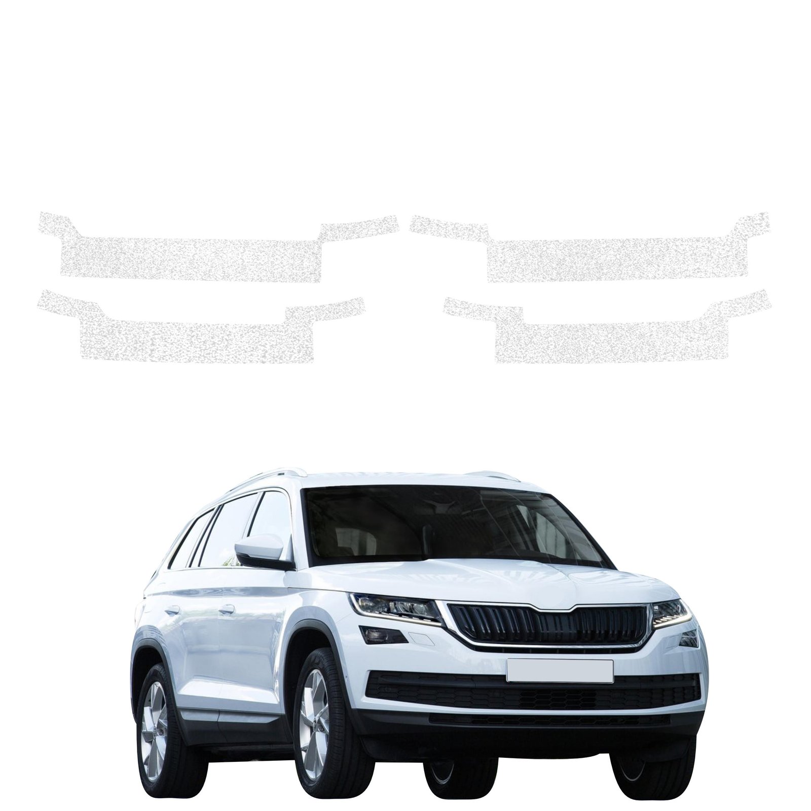 Komplektas 4w1 Balta techninė apsauginė danga slenksčiams Skoda Kodiaq (2016-2023) GRIZZ HeavyDuty White