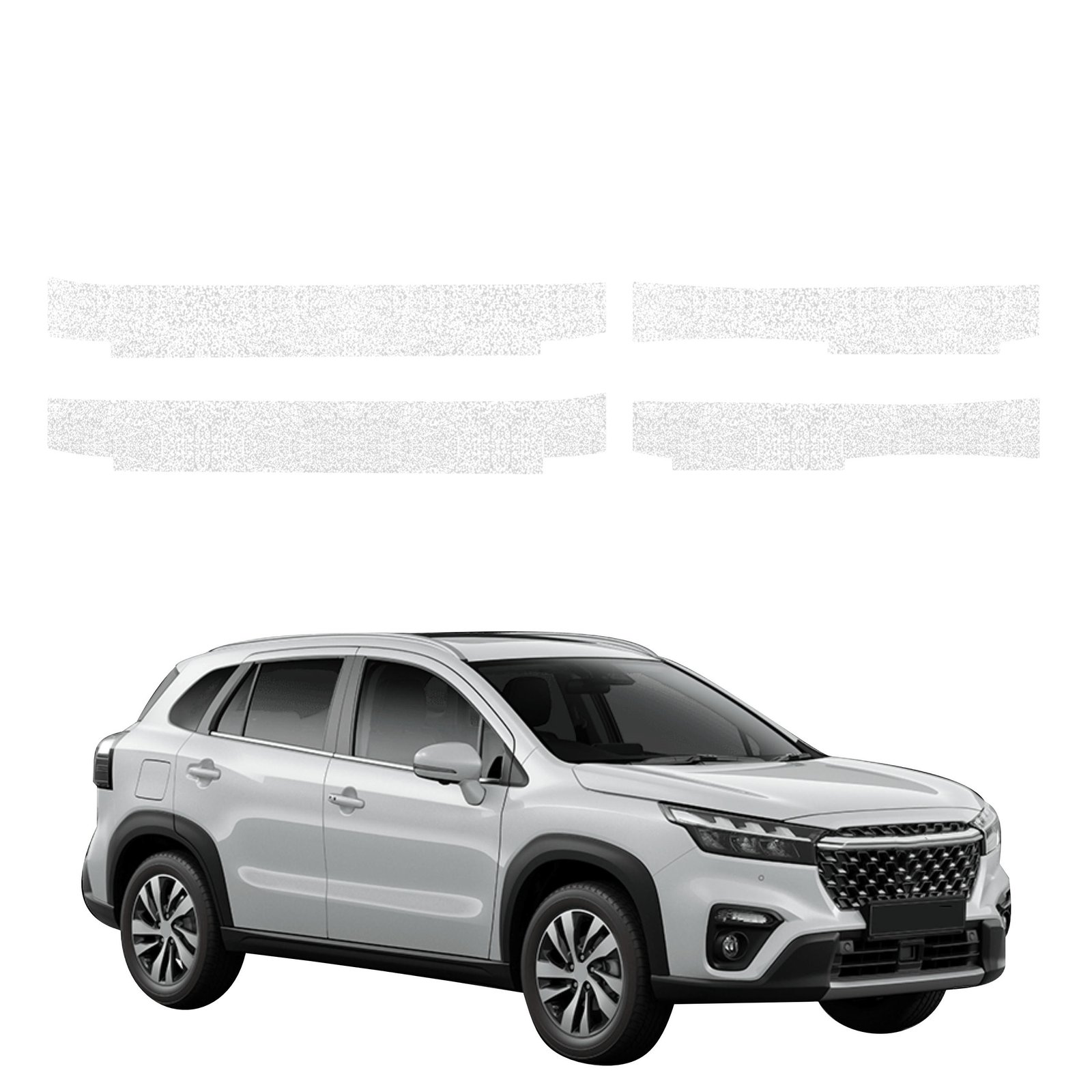 Komplektas 4w1 Balta techninė apsauginė danga slenksčiams Suzuki S-Cross (2021-2026) GRIZZ HeavyDuty White