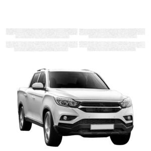 Komplektas 4w1 Balta techninė apsauginė danga slenksčiams SsangYong Musso (2023-2026) GRIZZ HeavyDuty White