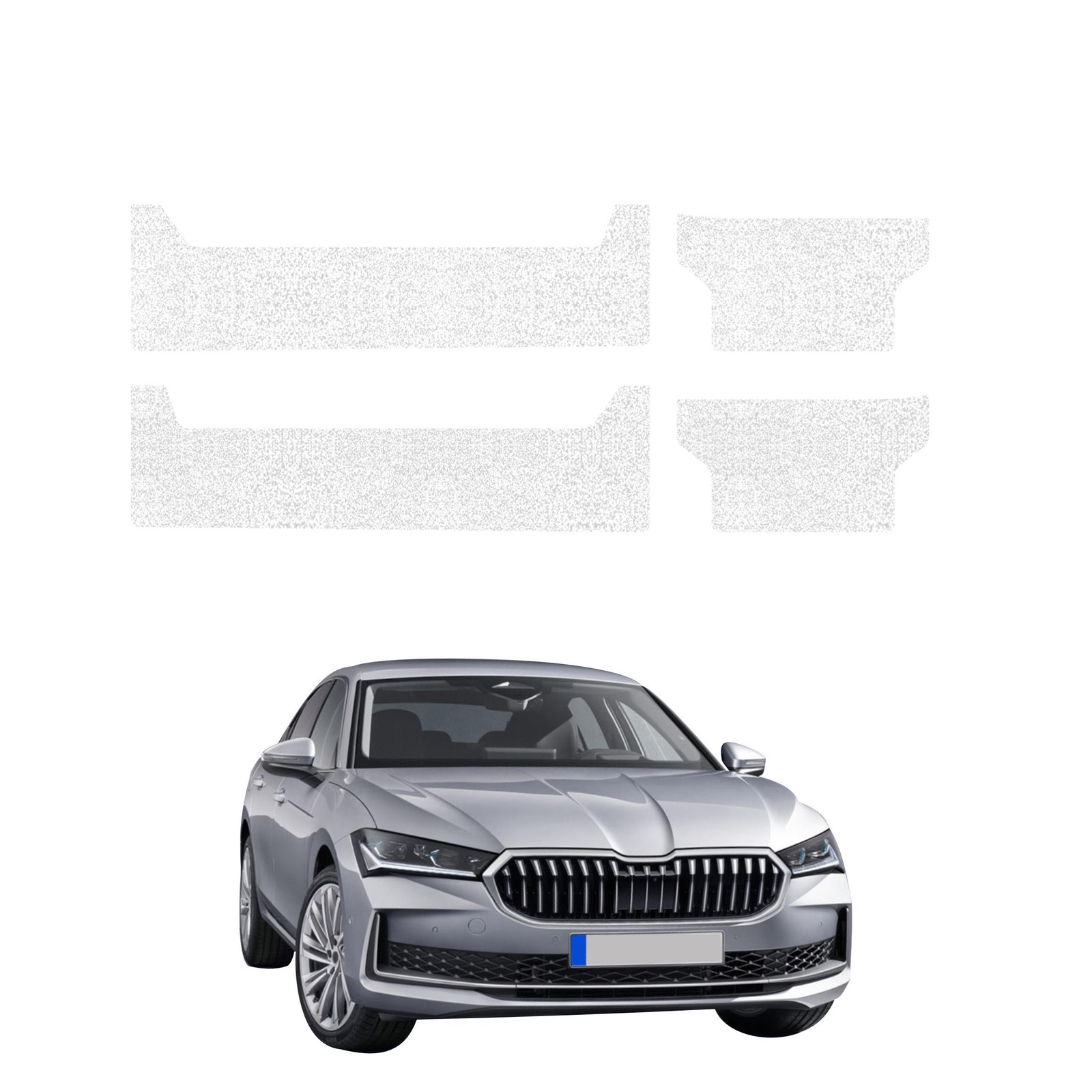 Komplektas 4w1 Balta techninė apsauginė danga slenksčiams Skoda Superb 4 Liftback (2024-2026) GRIZZ HeavyDuty White