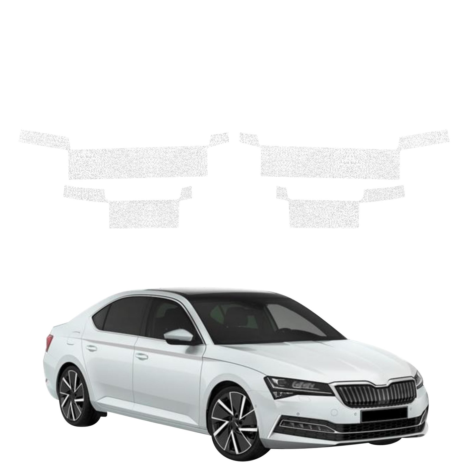 Komplektas 4w1 Balta techninė apsauginė danga slenksčiams Skoda Superb 3 Liftback (2019-2023) GRIZZ HeavyDuty White