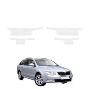 Komplektas 4w1 Balta techninė apsauginė danga slenksčiams Skoda Superb 2 Sedan 4D (2008-2013) GRIZZ HeavyDuty White