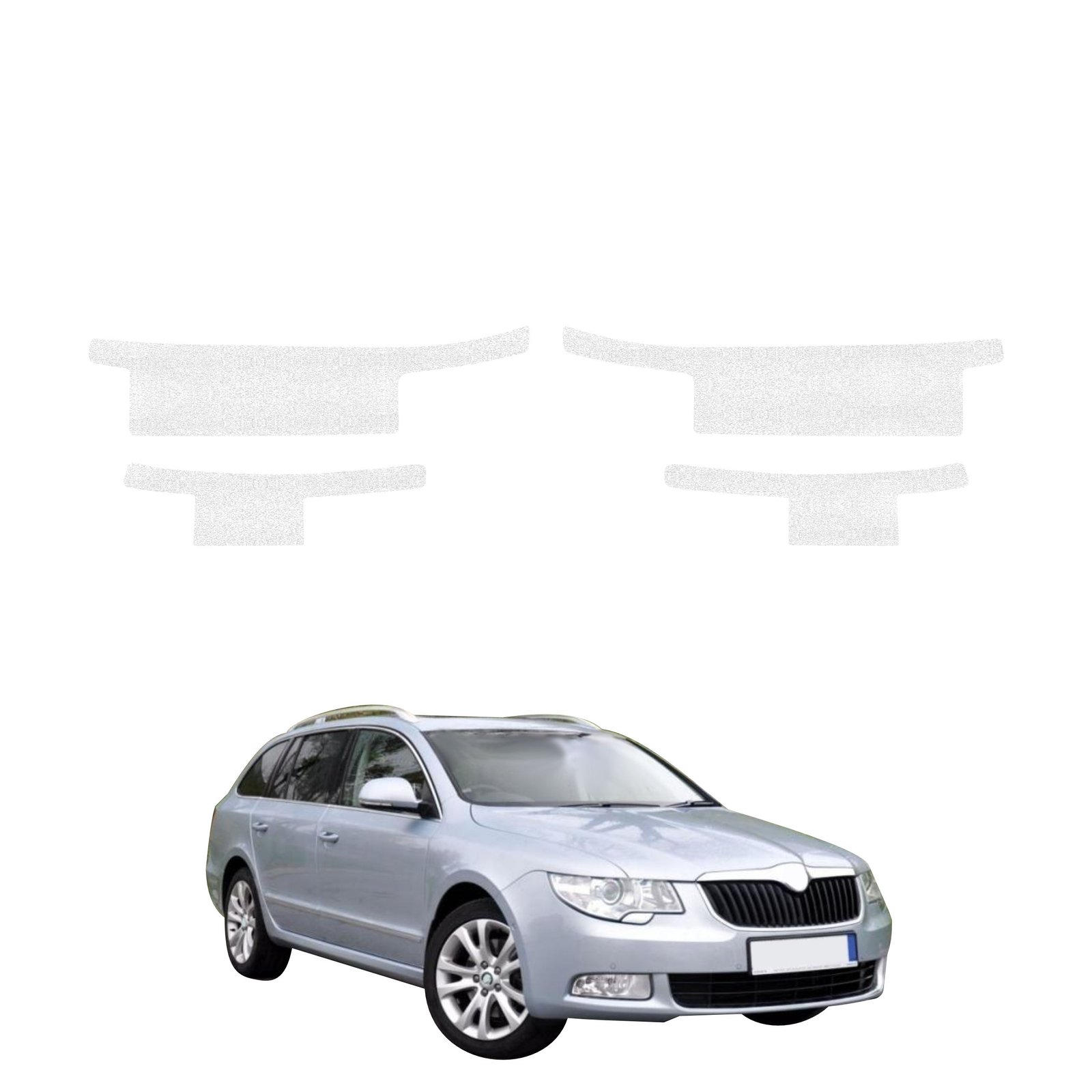 Komplektas 4w1 Balta techninė apsauginė danga slenksčiams Skoda Superb 2 Sedan 4D (2008-2013) GRIZZ HeavyDuty White