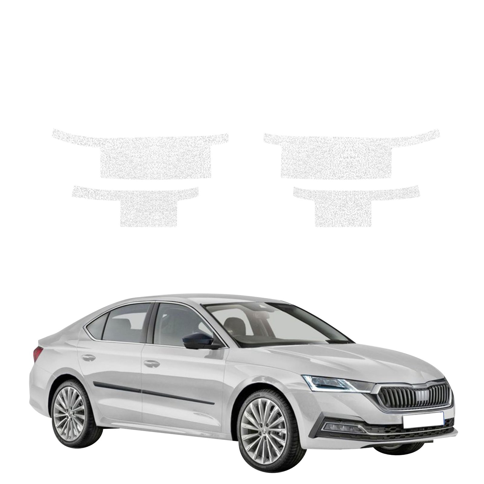 Komplektas 4w1 Balta techninė apsauginė danga slenksčiams Skoda Octavia 4 hečbekas (2019-2024) GRIZZ HeavyDuty White