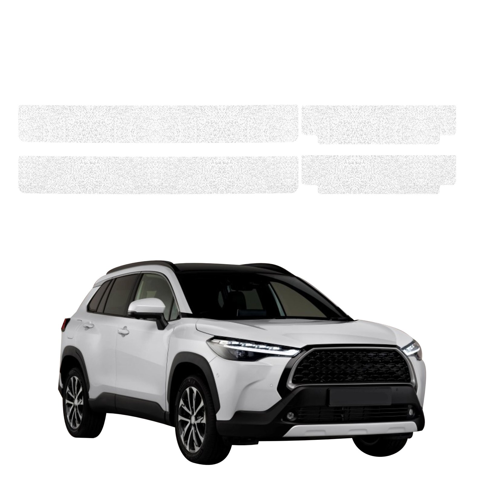 Komplektas 4w1 Balta techninė apsauginė danga slenksčiams Toyota Corolla Cross (2022-2026) GRIZZ HeavyDuty White