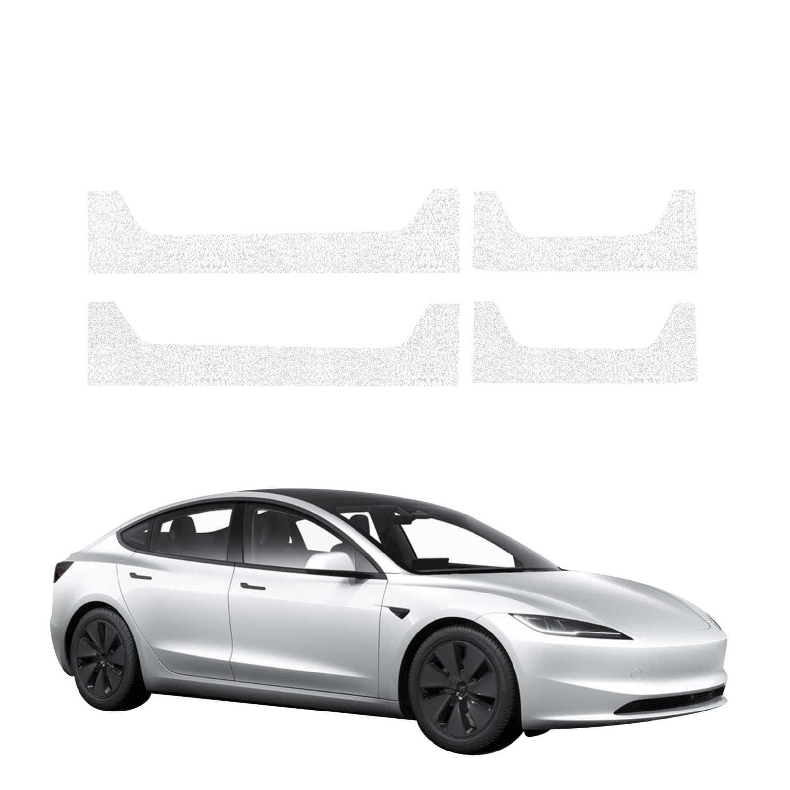 Komplektas 4w1 Balta techninė apsauginė danga slenksčiams Tesla Model 3 (2021-2025) GRIZZ HeavyDuty White
