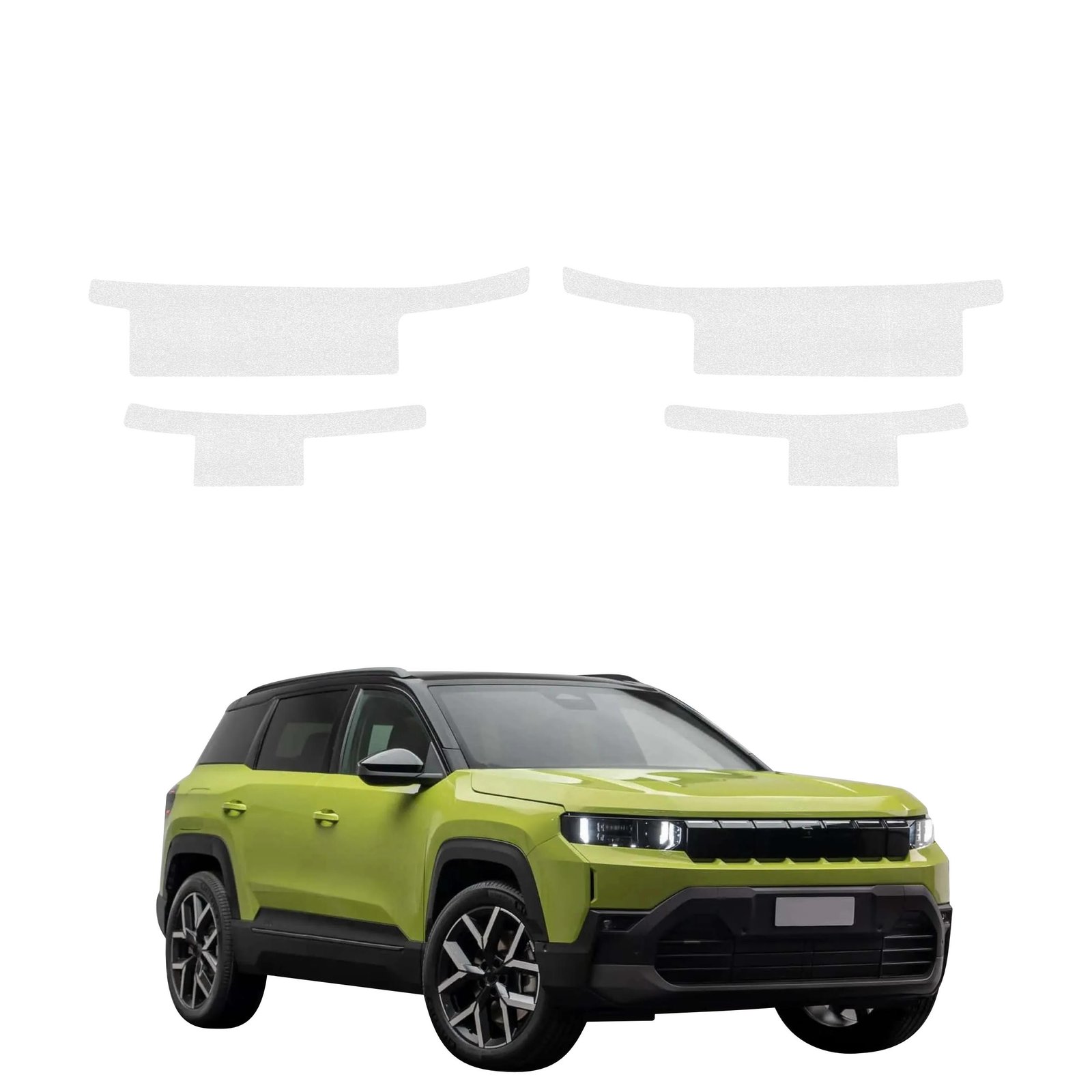 Komplektas 4w1 Bespalvė techninė apsauginė danga slenksčiams Jeep Compass (2025-2026) GRIZZ HeavyDuty Clear
