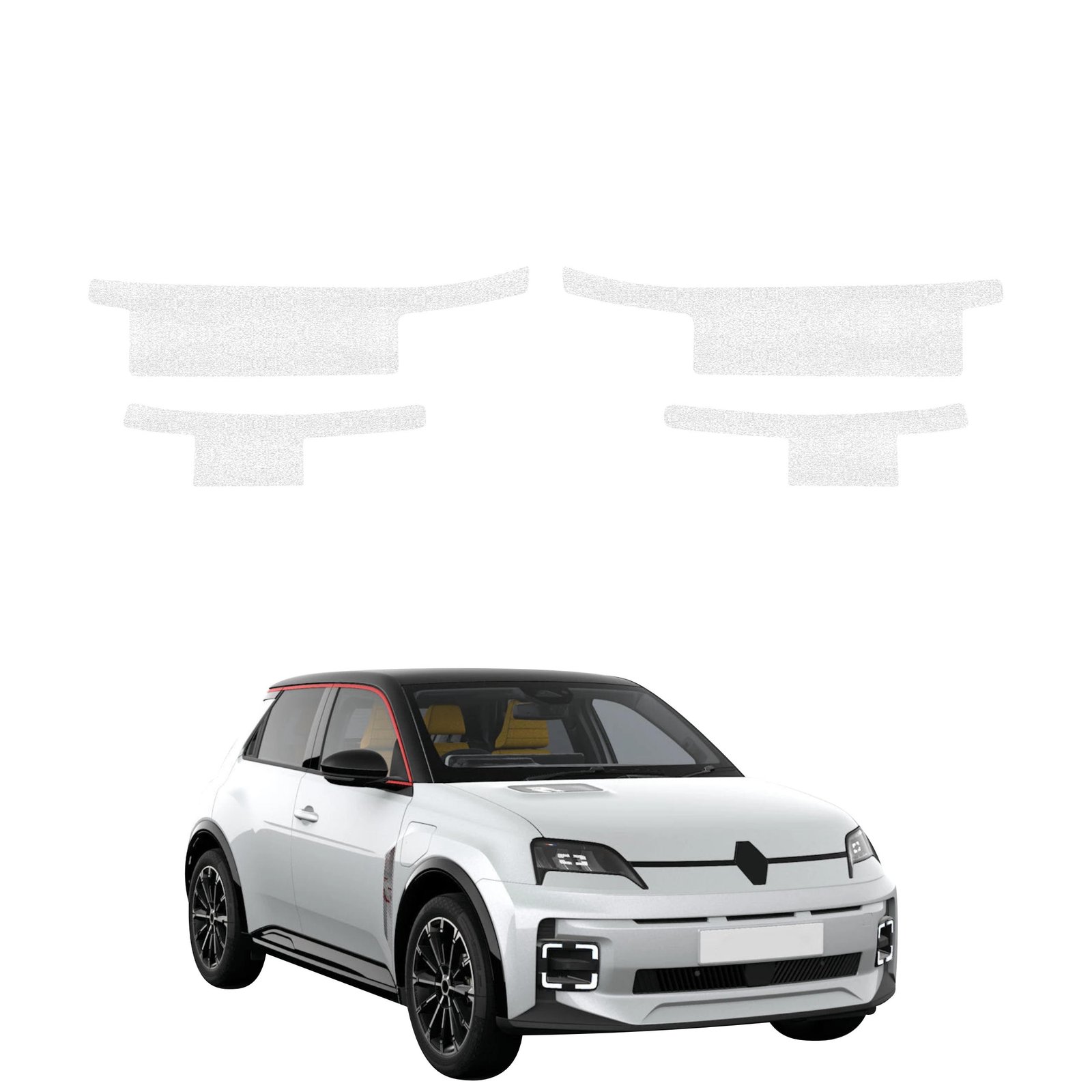Komplektas 4w1 Balta techninė apsauginė danga slenksčiams Renault R5 (2024-2026) GRIZZ HeavyDuty White