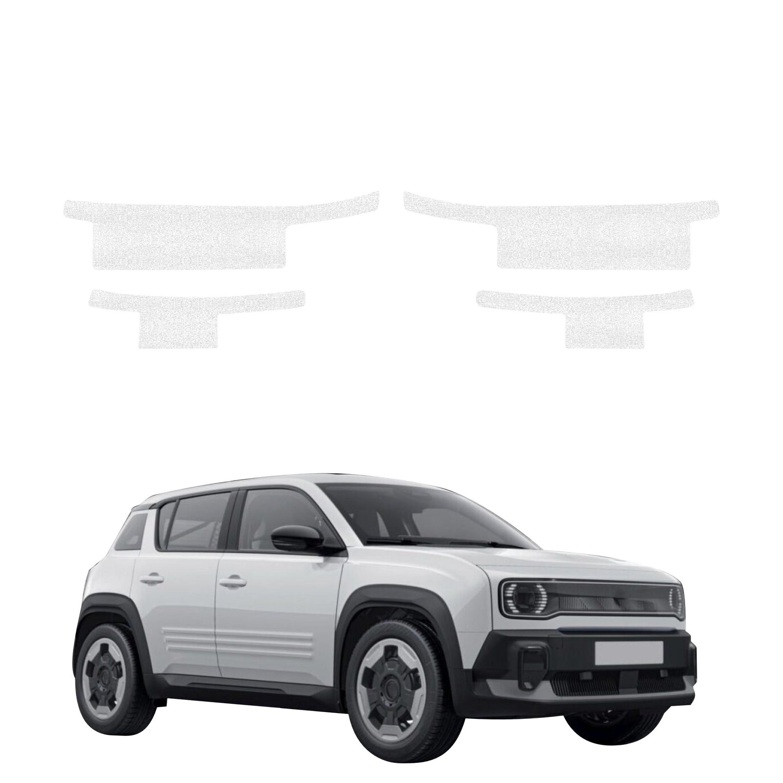Komplektas 4w1 Balta techninė apsauginė danga slenksčiams Renault R4 (2025-2026) GRIZZ HeavyDuty White