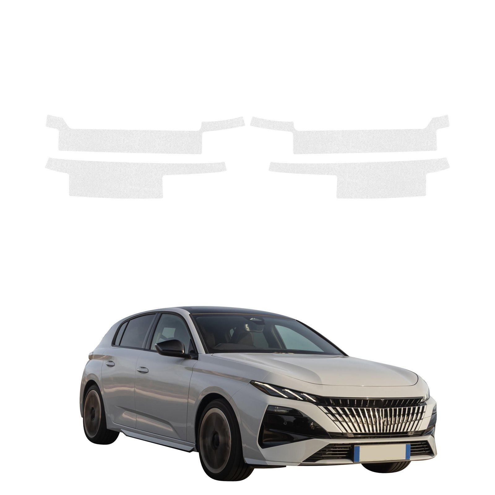 Komplektas 4w1 Balta techninė apsauginė danga slenksčiams Peugeot 308 GT hečbekas (2026) GRIZZ HeavyDuty White