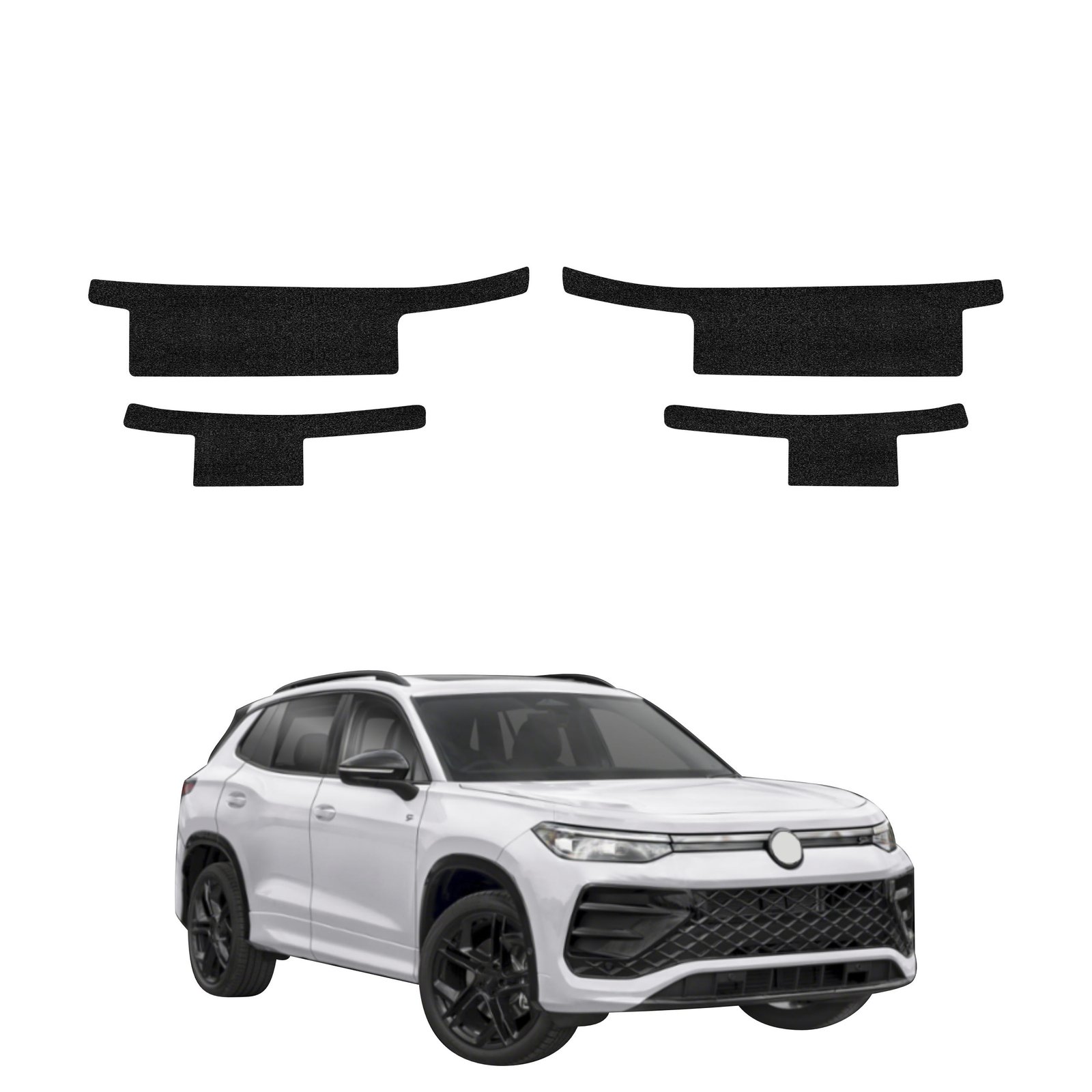 Komplektas 4w1 Juoda techninė apsauginė danga slenksčiams Volkswagen Tiguan (2023-2026) GRIZZ HeavyDuty Black