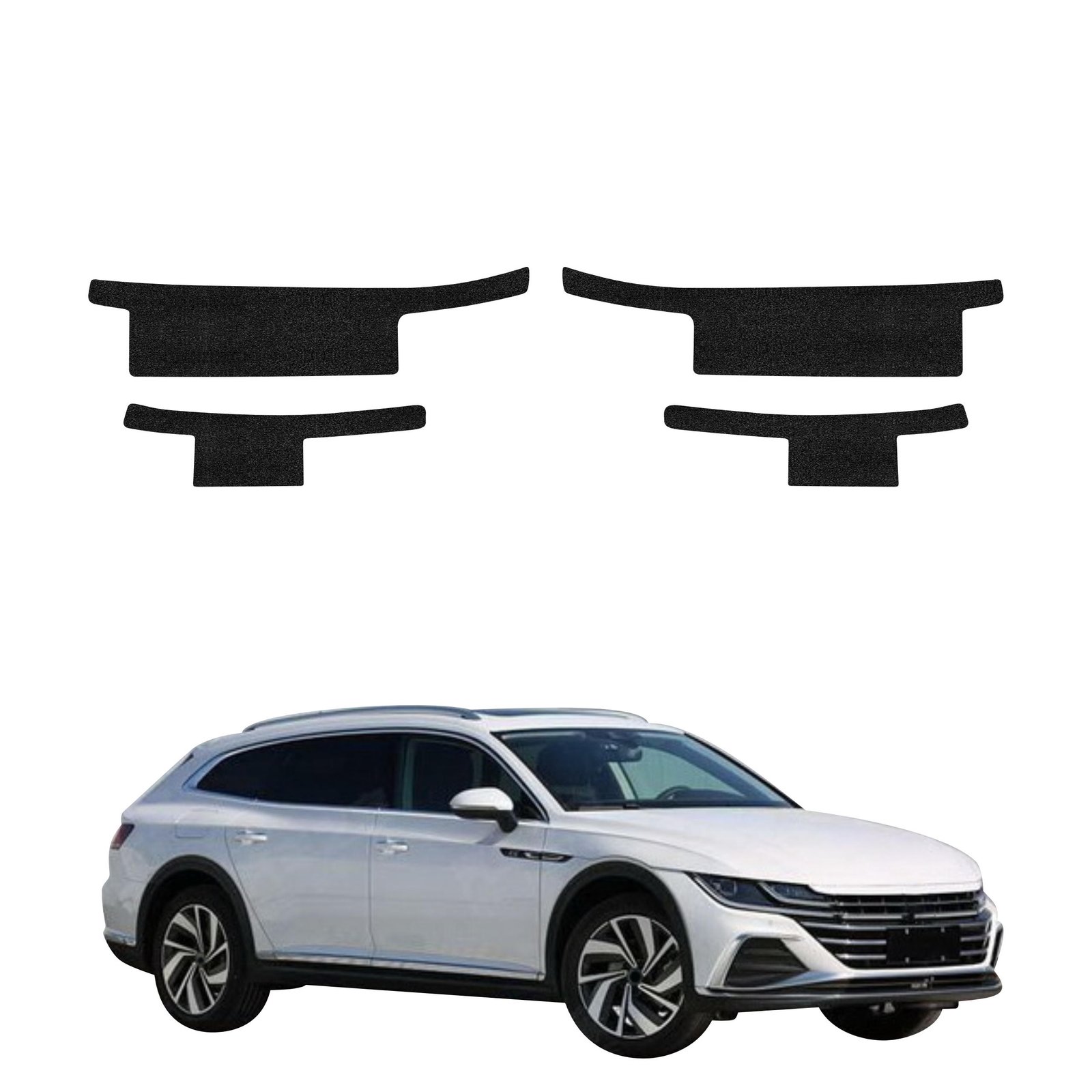 Komplektas 4w1 Juoda techninė apsauginė danga slenksčiams Volkswagen Arteon Shooting Brake (2019-2025) GRIZZ HeavyDuty Black