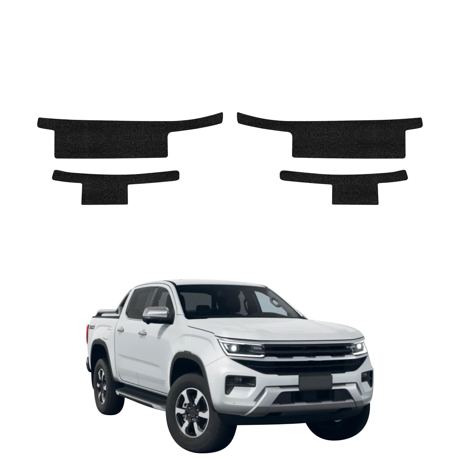 Komplektas 4w1 Juoda techninė apsauginė danga slenksčiams Volkswagen Amarok (2023-2026) GRIZZ HeavyDuty Black