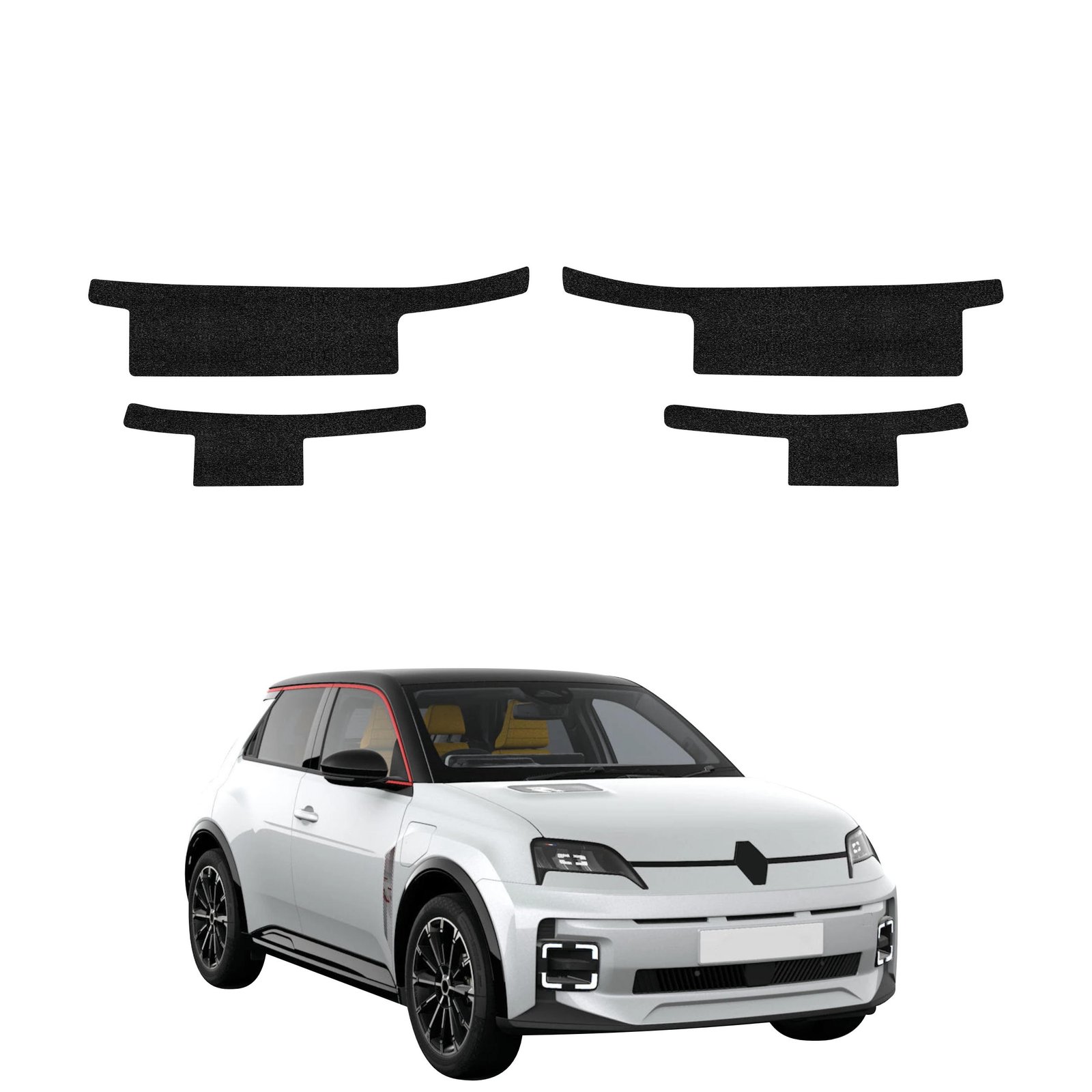 Komplektas 4w1 Juoda techninė apsauginė danga slenksčiams Renault R5 (2024-2026) GRIZZ HeavyDuty Black