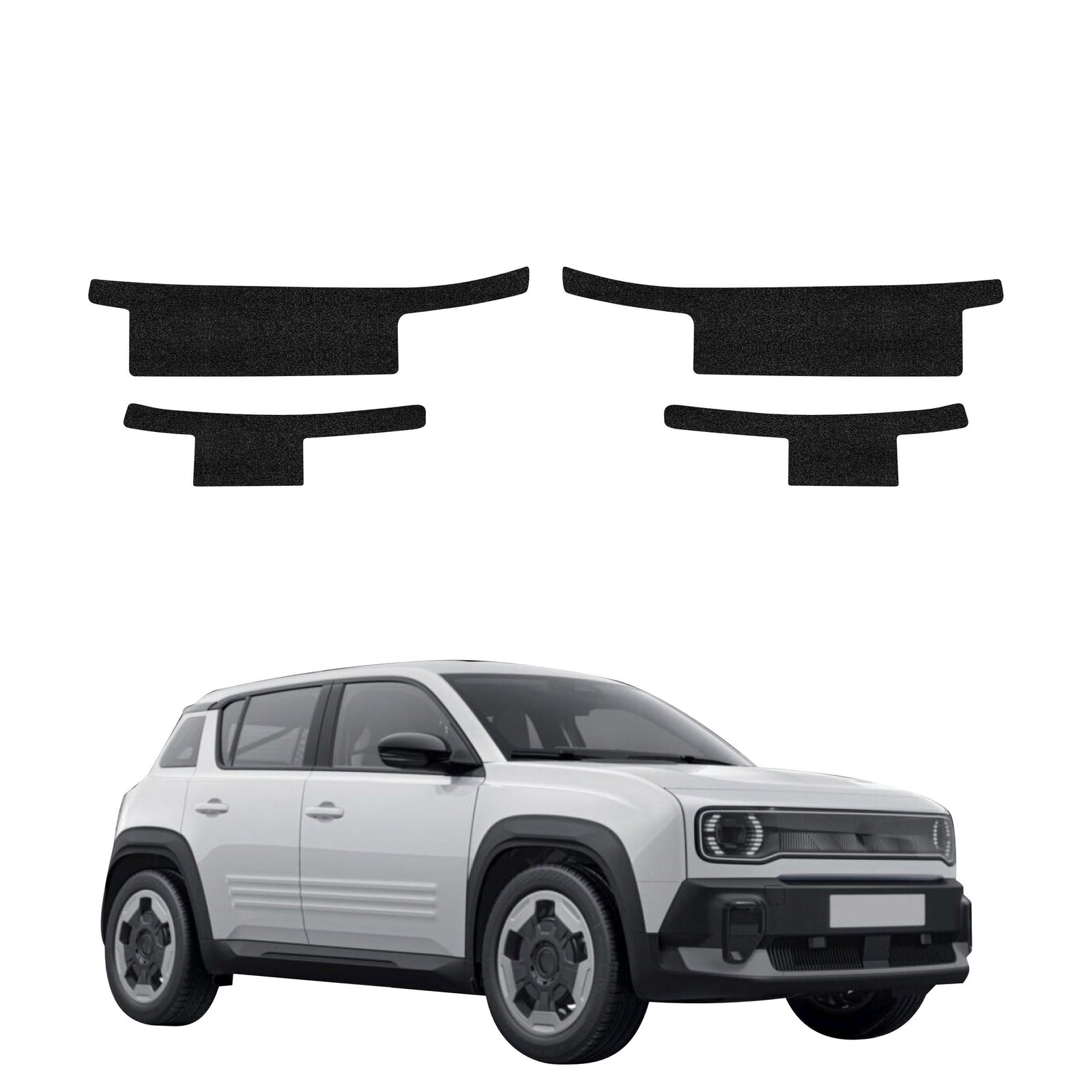 Komplektas 4w1 Juoda techninė apsauginė danga slenksčiams Renault R4 (2025-2026) GRIZZ HeavyDuty Black