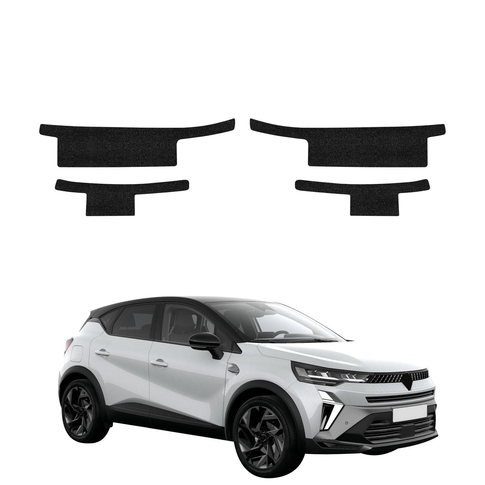 Komplektas 4w1 Juoda techninė apsauginė danga slenksčiams Renault Captur (2024-2026) GRIZZ HeavyDuty Black