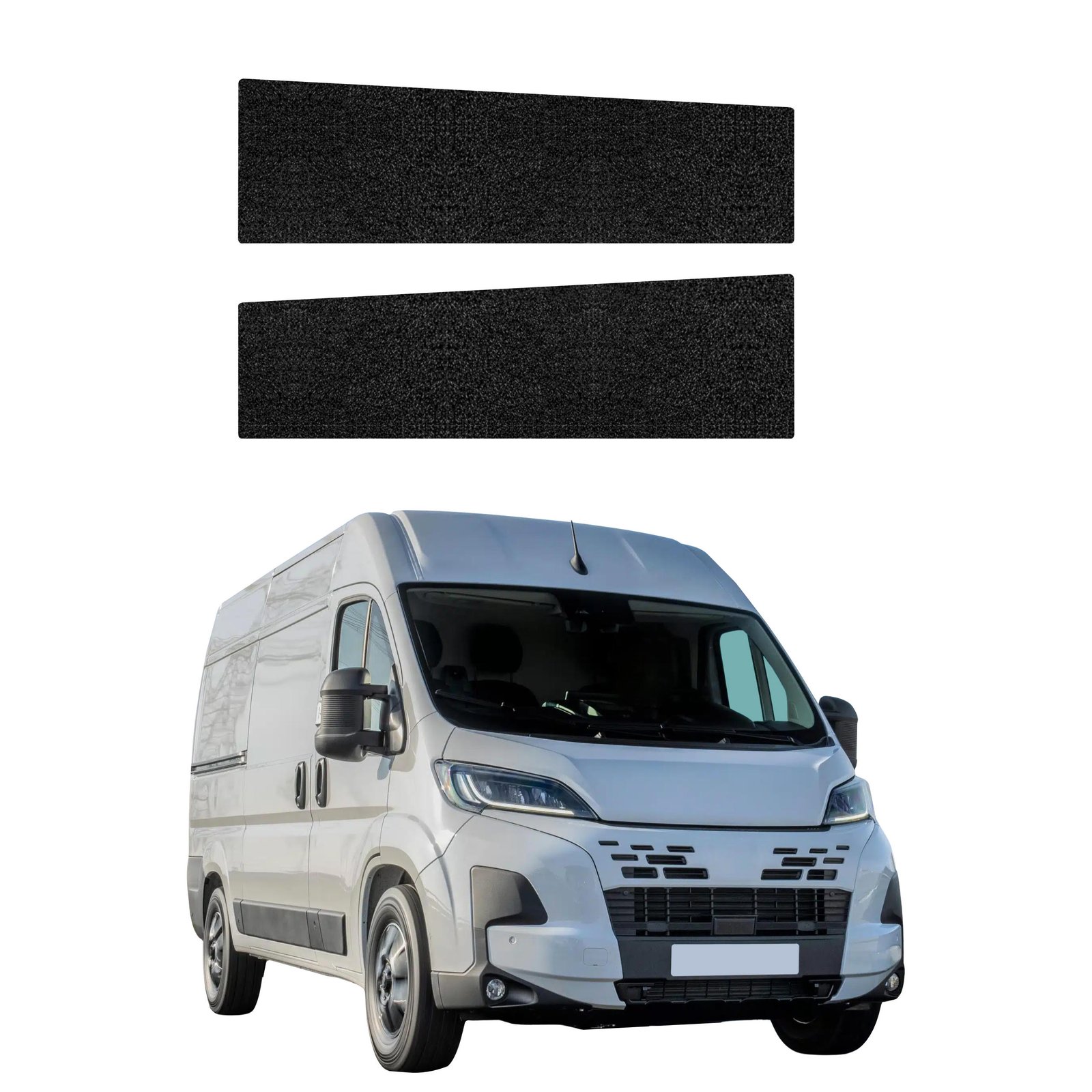 Komplektas 2w1 Juoda techninė apsauginė danga priekiniams slenksčiams Fiat Ducato (2006-2026) GRIZZ HeavyDuty Black