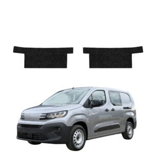 Komplektas 2w1 Juoda techninė apsauginė danga priekiniams slenksčiams be išpjovos Peugeot Partner (2018-2026) GRIZZ HeavyDuty Black