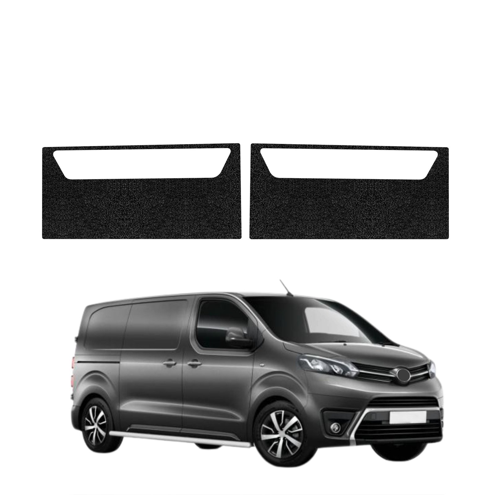 Komplektas 2w1 Juoda techninė apsauginė danga priekiniams slenksčiams Toyota Proace (2024-2026) GRIZZ HeavyDuty Black