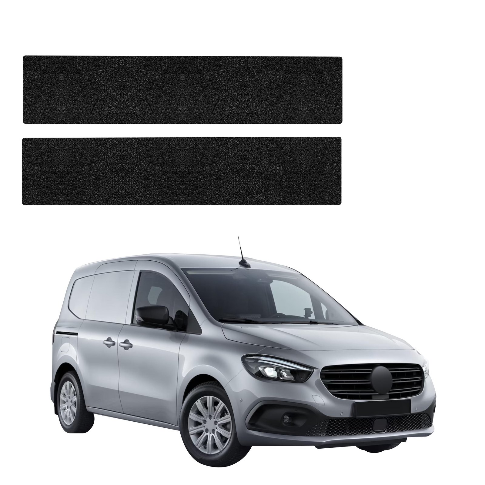 Komplektas 2w1 Juoda techninė apsauginė danga priekiniams slenksčiams Mercedes-Benz Citan (2021-2026) GRIZZ HeavyDuty Black