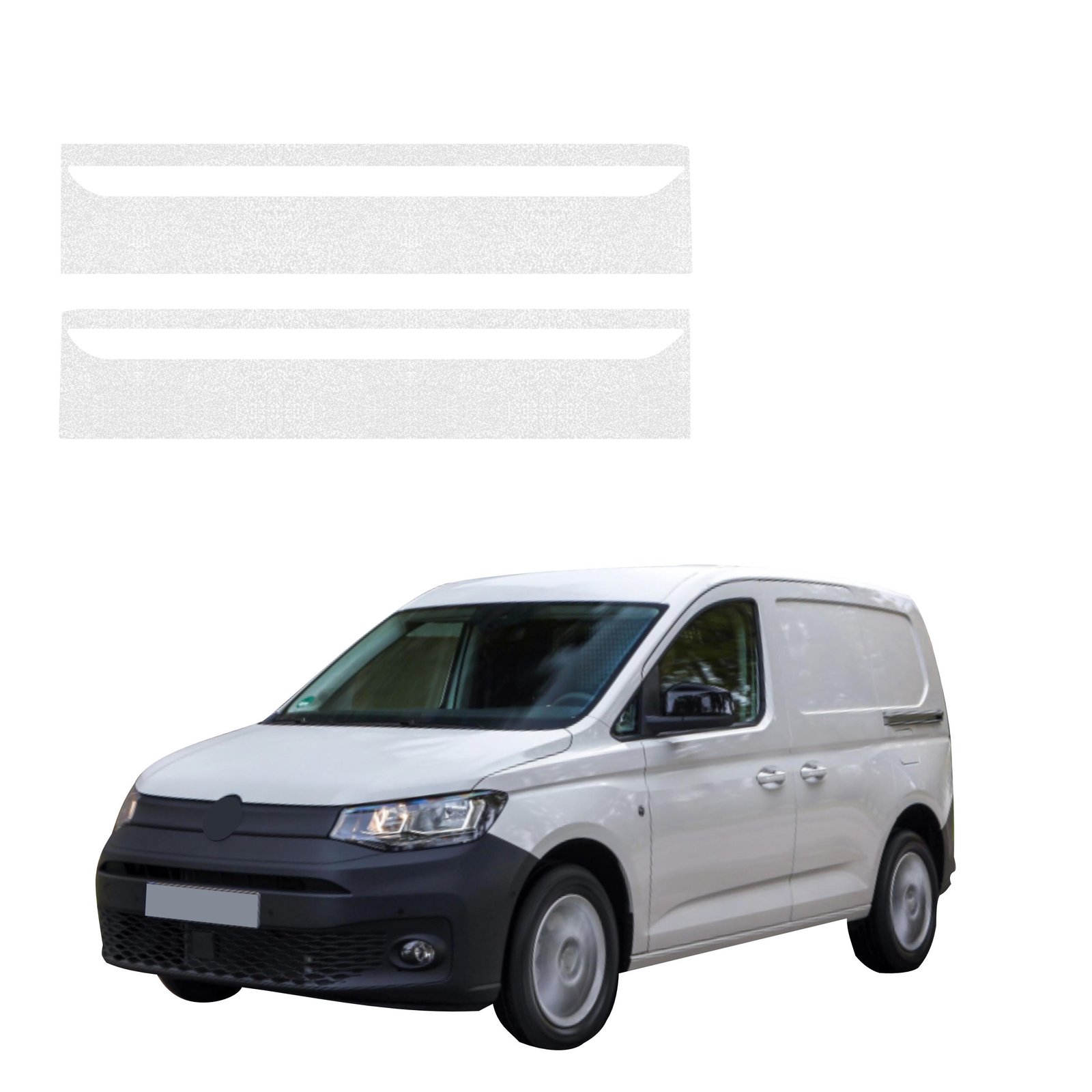 Komplektas 2w1 Bespalvė techninė apsauginė danga priekiniams slenksčiams Volkswagen Caddy Cargo (2020-2026) GRIZZ HeavyDuty Clear