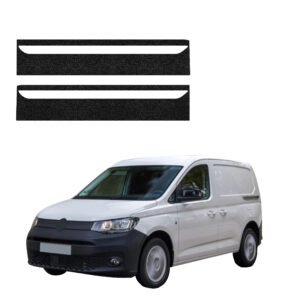 Komplektas 2w1 Juoda techninė apsauginė danga priekiniams slenksčiams Volkswagen Caddy Cargo (2020-2026) GRIZZ HeavyDuty Black