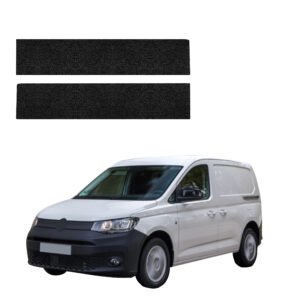 Komplektas 2w1 Juoda techninė apsauginė danga priekiniams slenksčiams be išpjovos Volkswagen Caddy Cargo (2020-2026) GRIZZ HeavyDuty Black