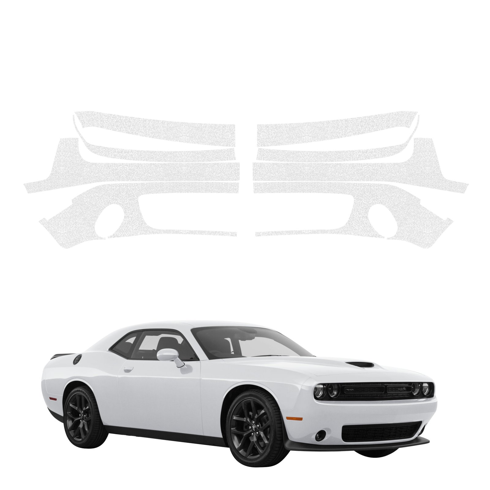 Komplektas 8w1 Bespalvė techninė apsauginė danga priekinei daliai Dodge Challenger GT (2015-2023) GRIZZ HeavyDuty Clear