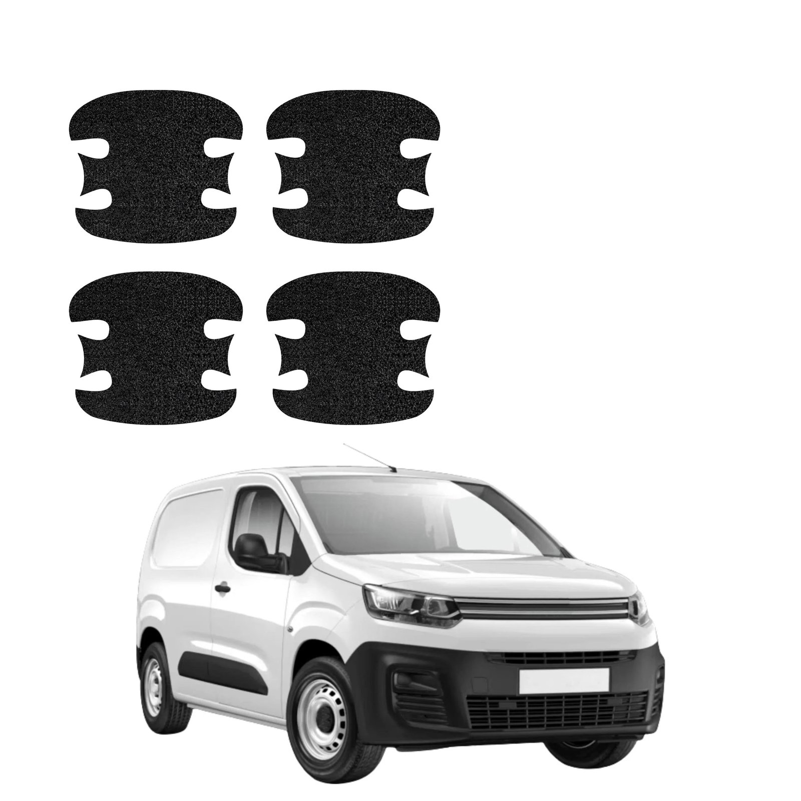 Komplektas 4w1 Juoda techninė apsauginė danga pod klamki Citroen Berlingo VAN (2018-2026) GRIZZ HeavyDuty Black