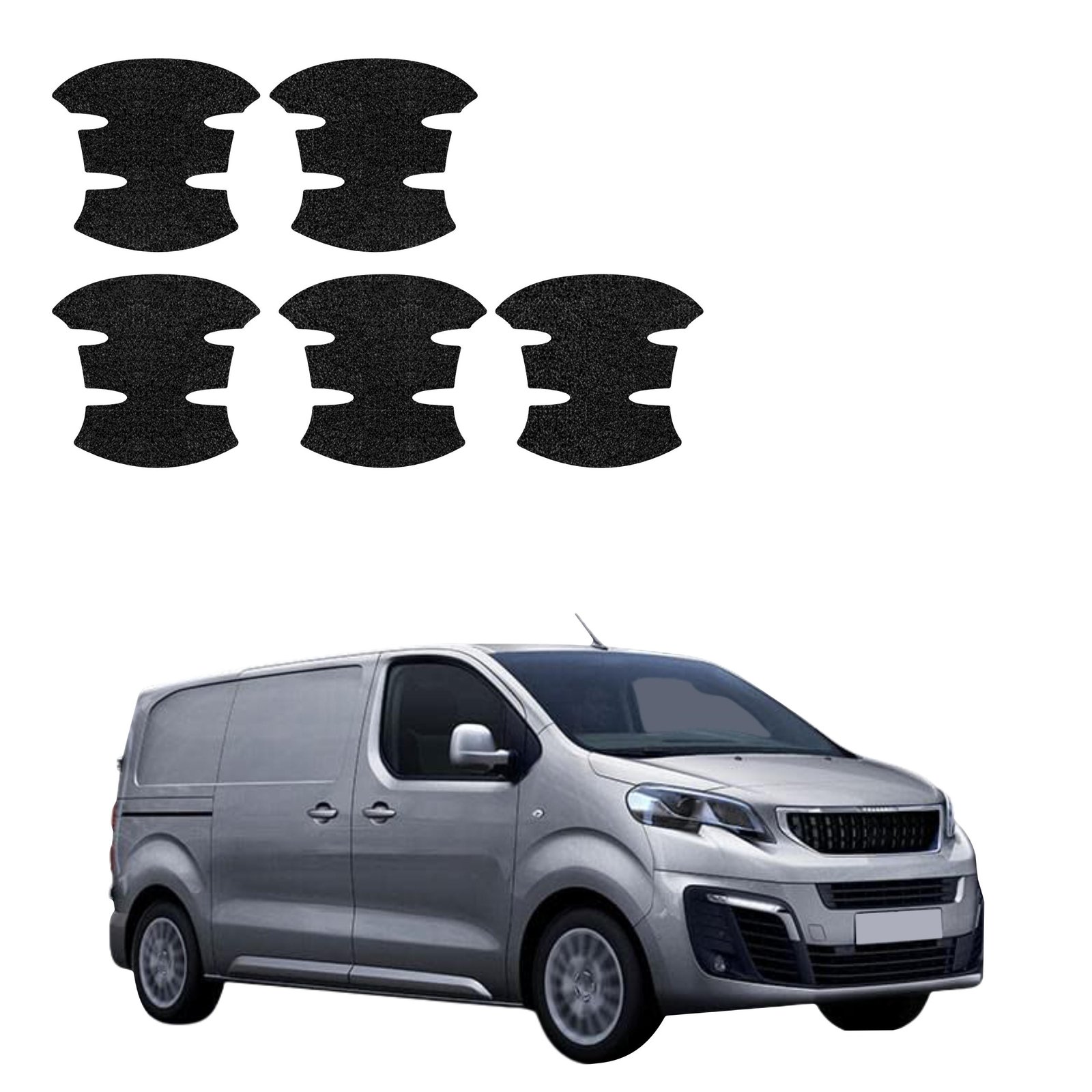 Komplektas 5w1 Juoda techninė apsauginė danga pod klamki Peugeot Expert (2024-2026) GRIZZ HeavyDuty Black