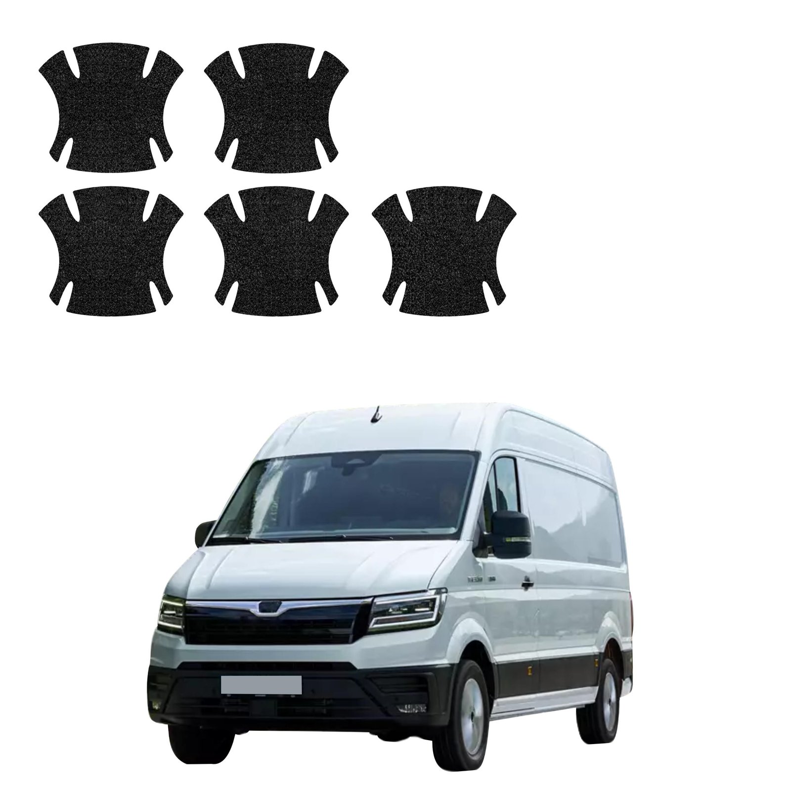 Komplektas 5w1 Juoda techninė apsauginė danga pod klamki MAN TGE (2016-2026) GRIZZ HeavyDuty Black