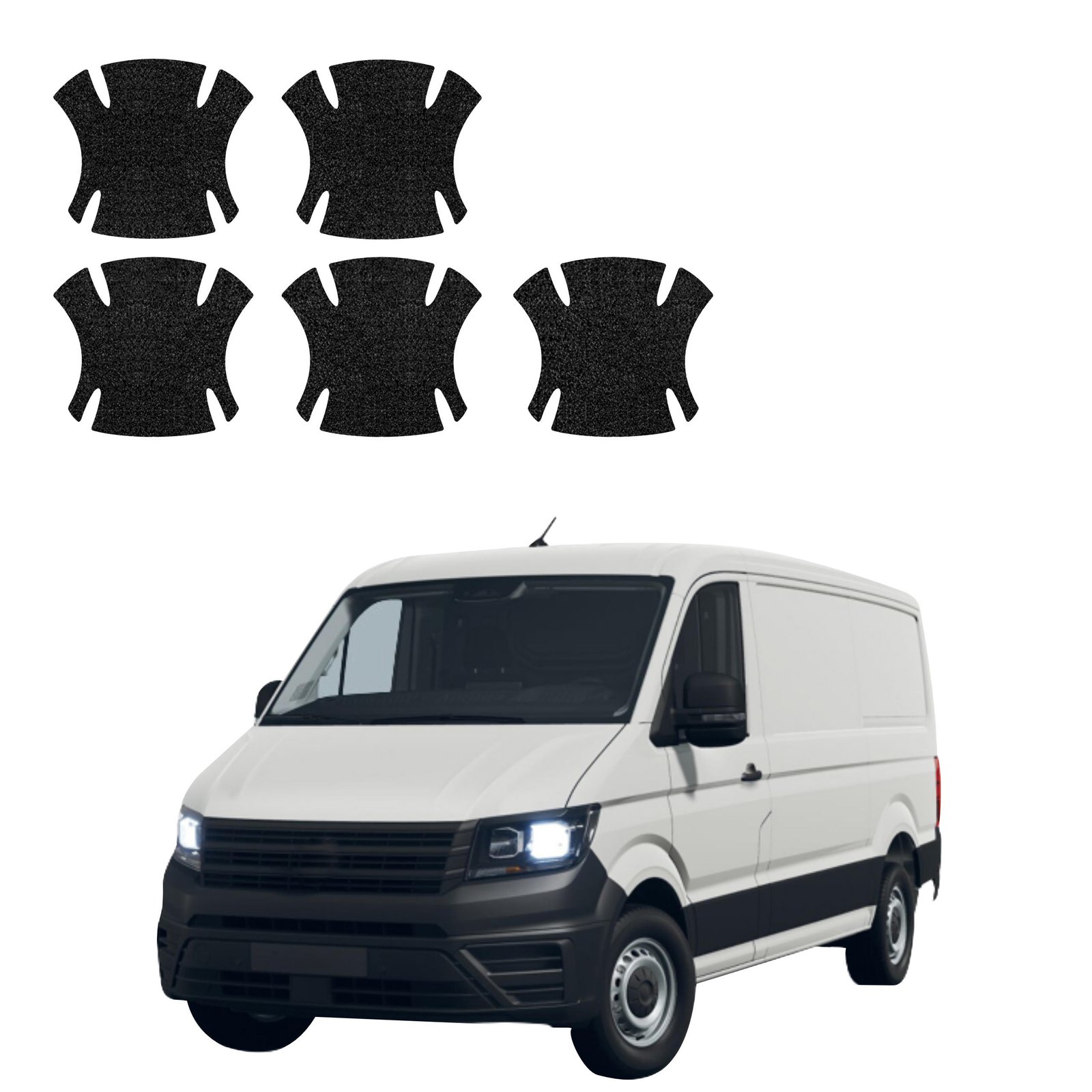 Komplektas 5w1 Juoda techninė apsauginė danga pod klamki Volkswagen Crafter (2016-2026) GRIZZ HeavyDuty Black