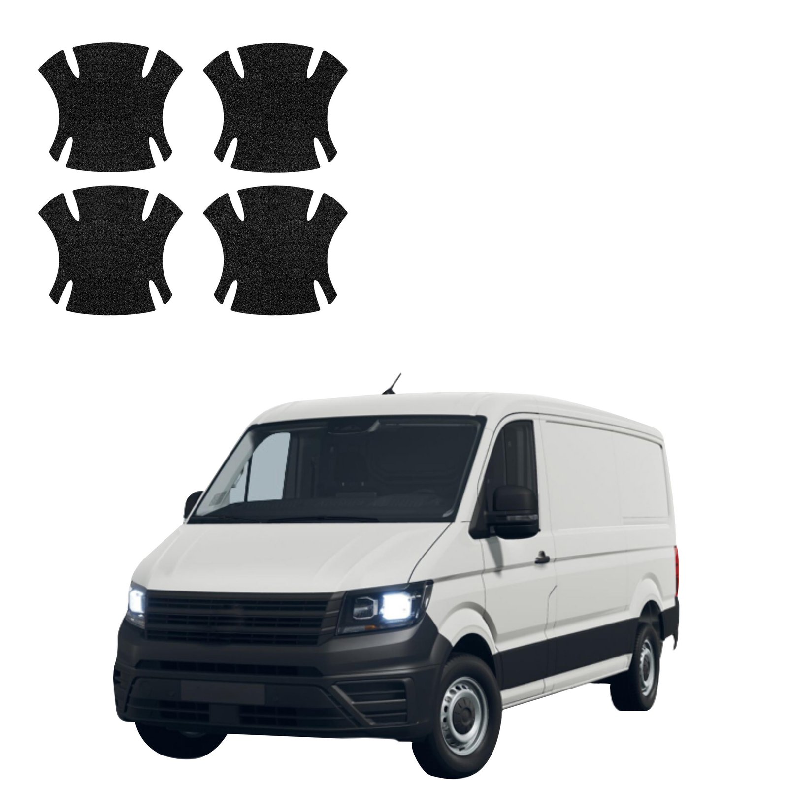 Komplektas 4w1 Juoda techninė apsauginė danga pod klamki Volkswagen Crafter (2016-2026) GRIZZ HeavyDuty Black