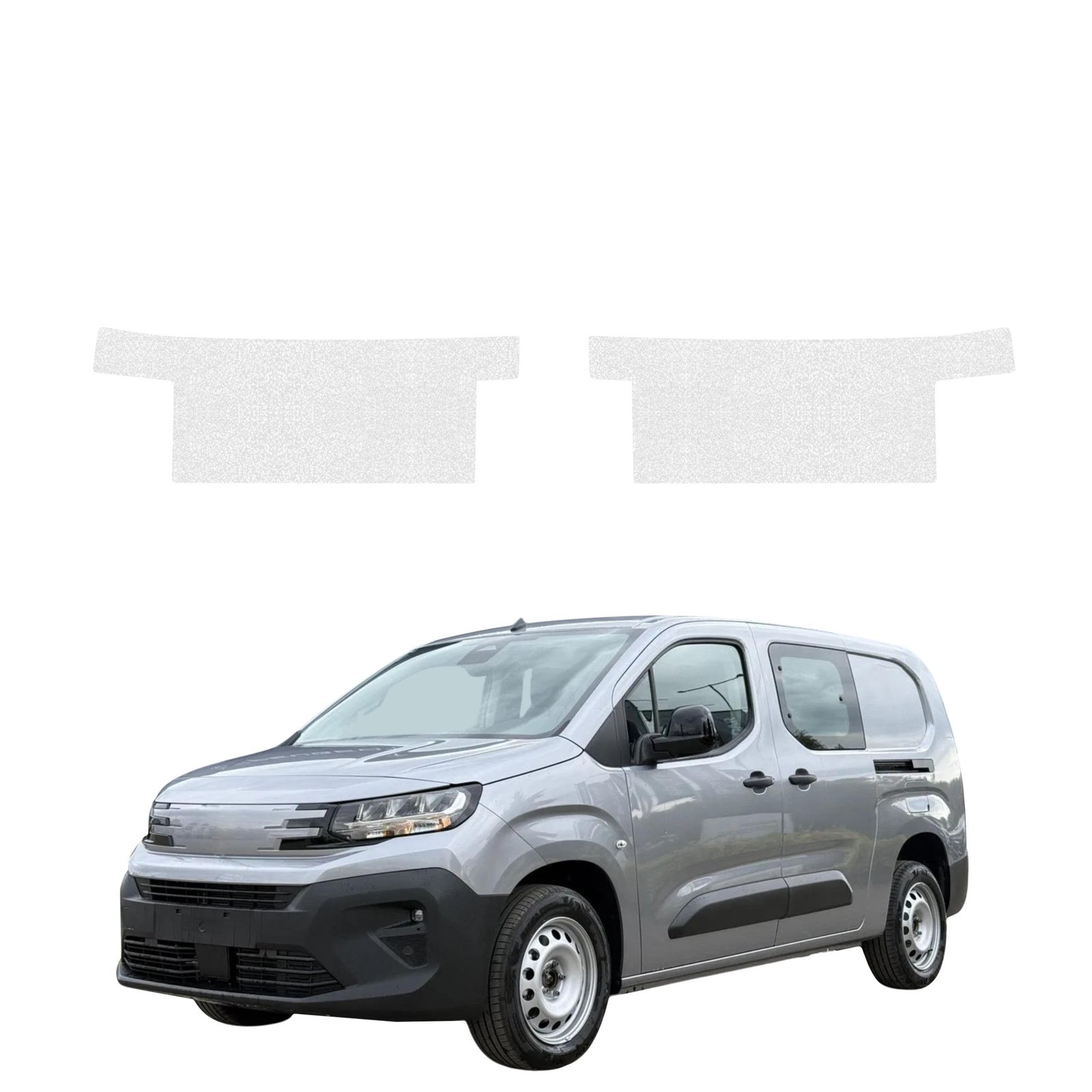 Komplektas 2w1 Bespalvė techninė apsauginė danga priekiniams slenksčiams be išpjovos Peugeot Partner (2018-2026) GRIZZ HeavyDuty Clear