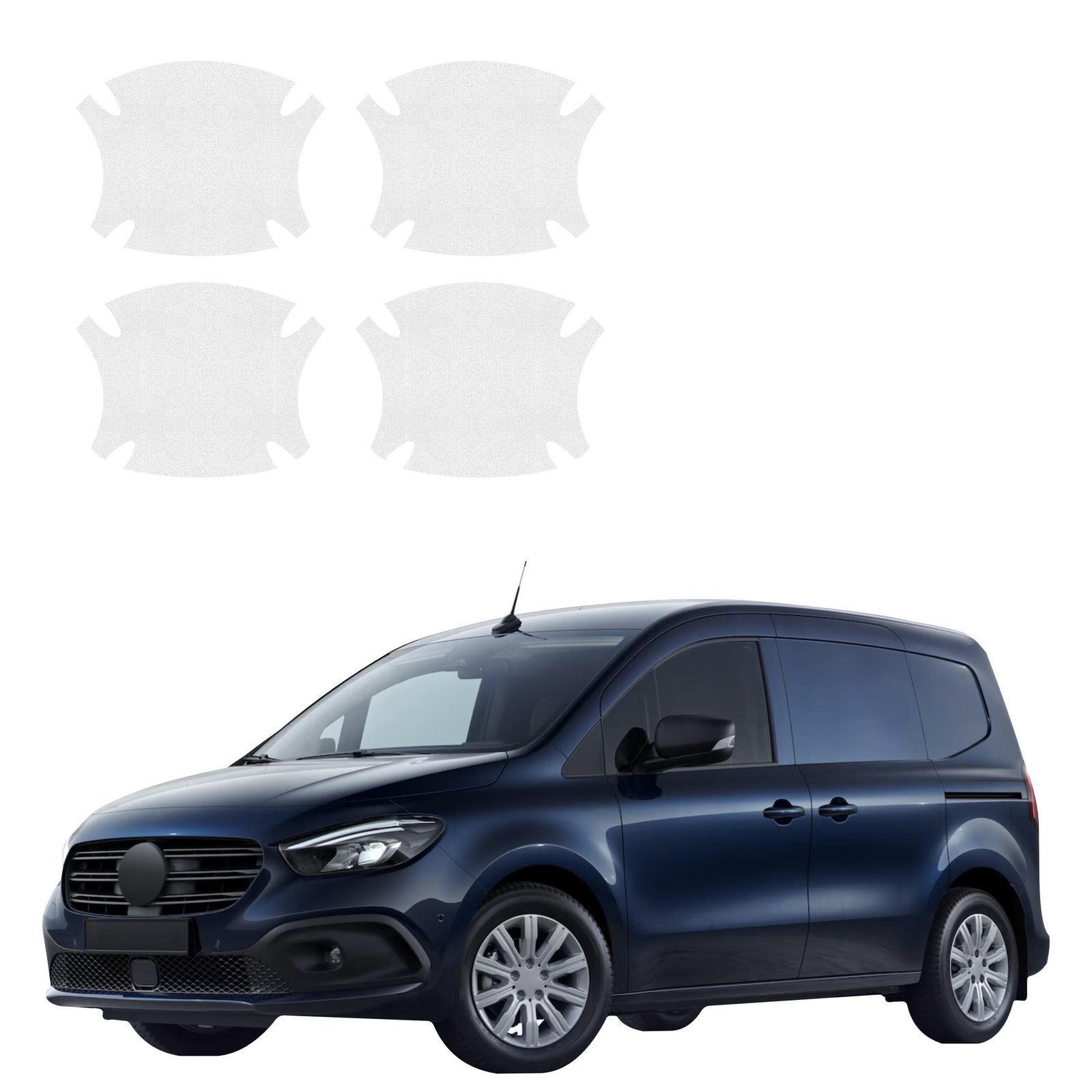 Komplektas 4w1 Bespalvė techninė apsauginė danga pod klamki Mercedes-Benz eCitan (2021-2026) GRIZZ HeavyDuty Clear
