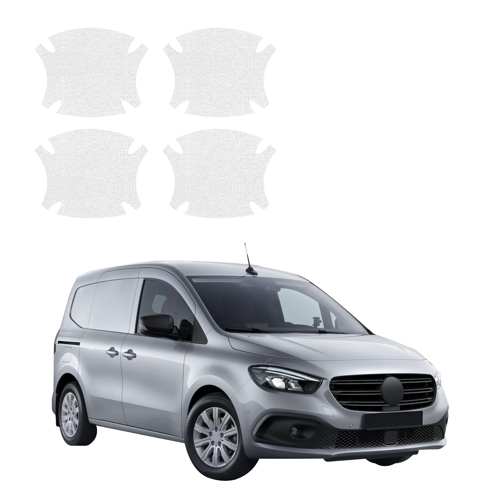 Komplektas 4w1 Bespalvė techninė apsauginė danga pod klamki Mercedes-Benz Citan (2021-2026) GRIZZ HeavyDuty Clear