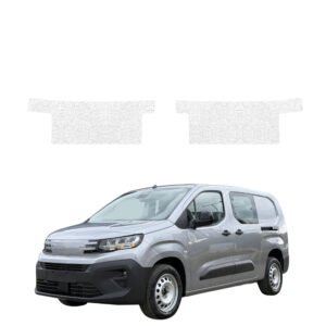 Komplektas 2w1 Balta techninė apsauginė danga priekiniams slenksčiams be išpjovos Peugeot Partner (2018-2026) GRIZZ HeavyDuty White