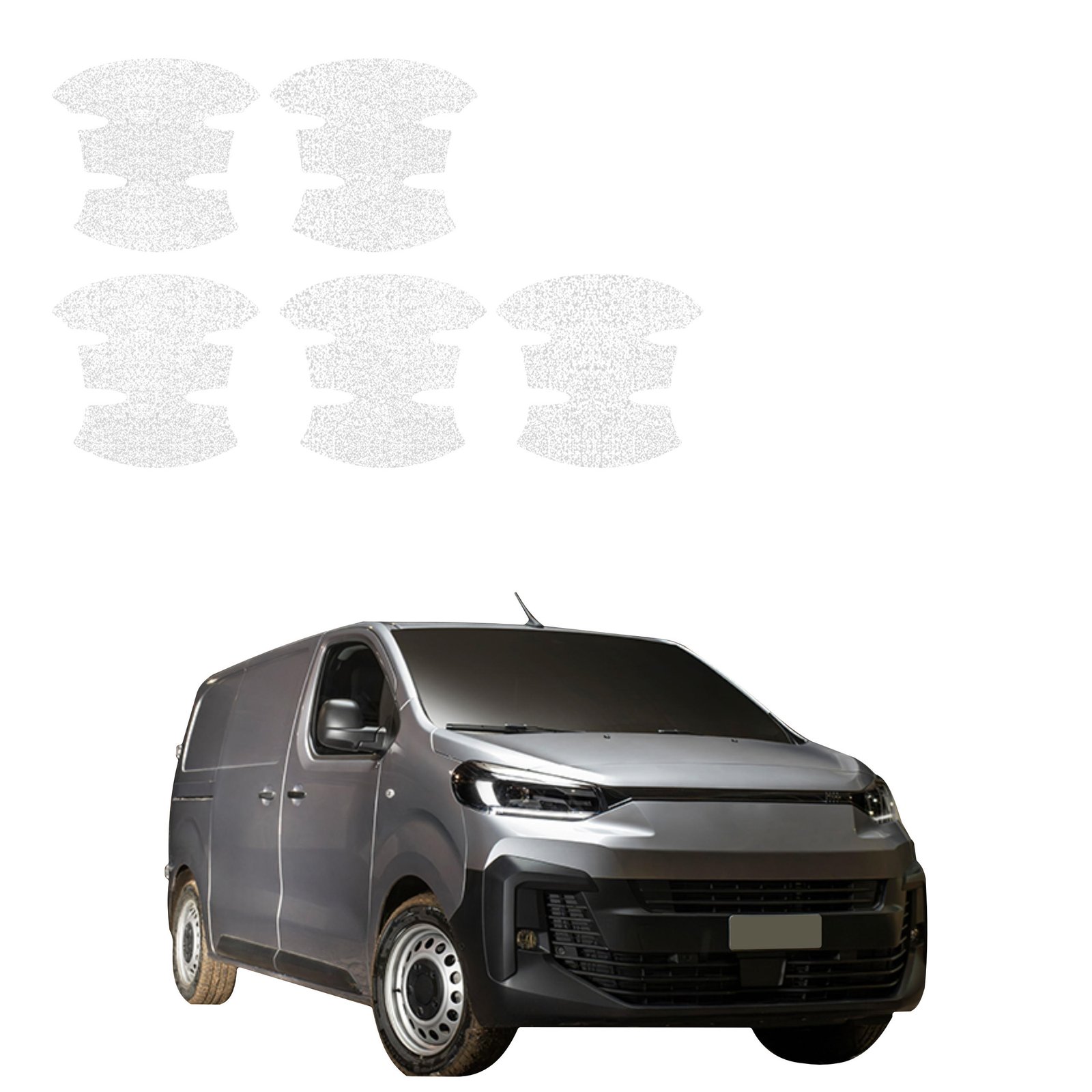 Komplektas 5w1 Balta techninė apsauginė danga pod klamki Fiat Scudo (2024-2026) GRIZZ HeavyDuty White