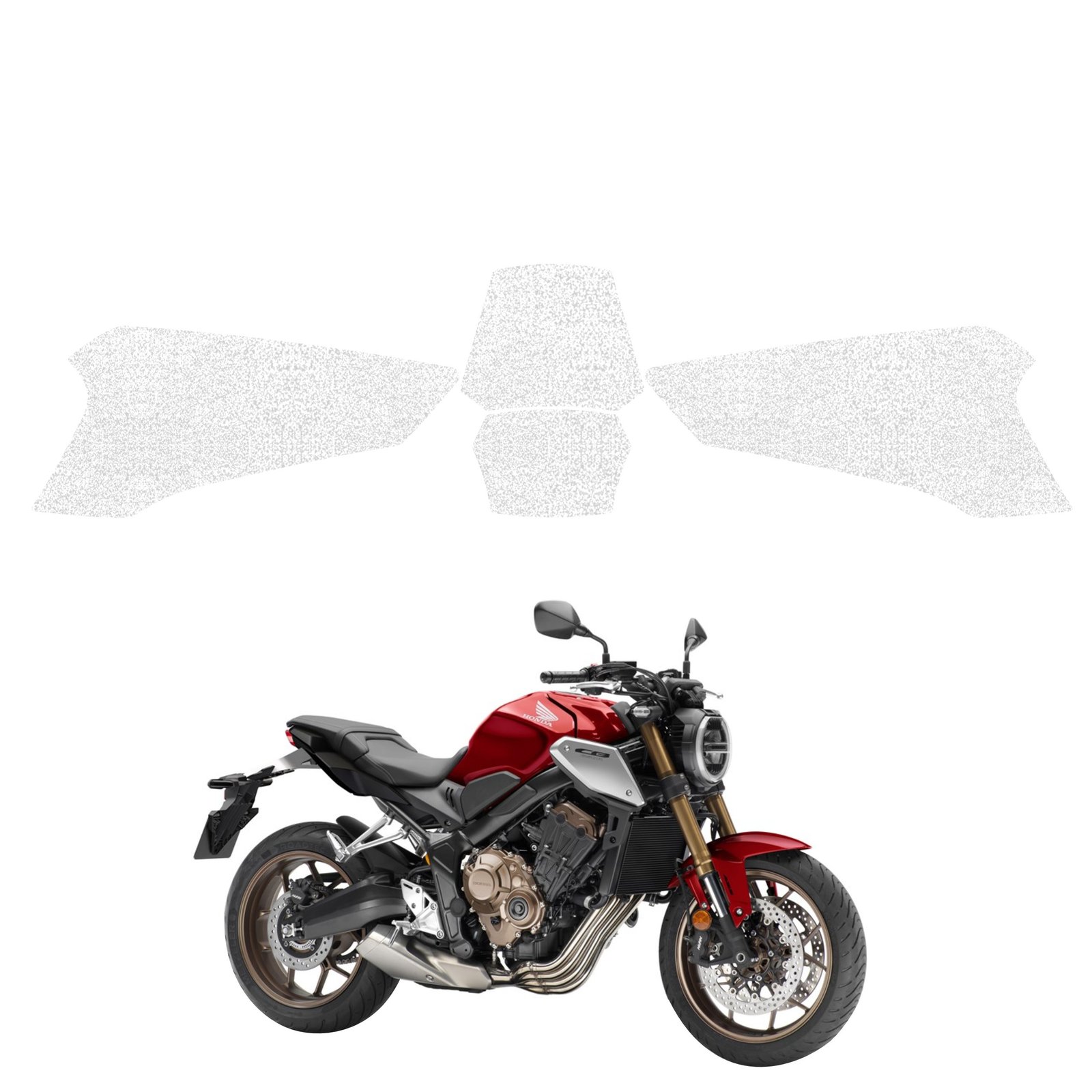 Komplektas 4w1 Balta techninė apsauginė danga degalų bakui Honda CB650R (2021-2023) GRIZZ HeavyDuty White