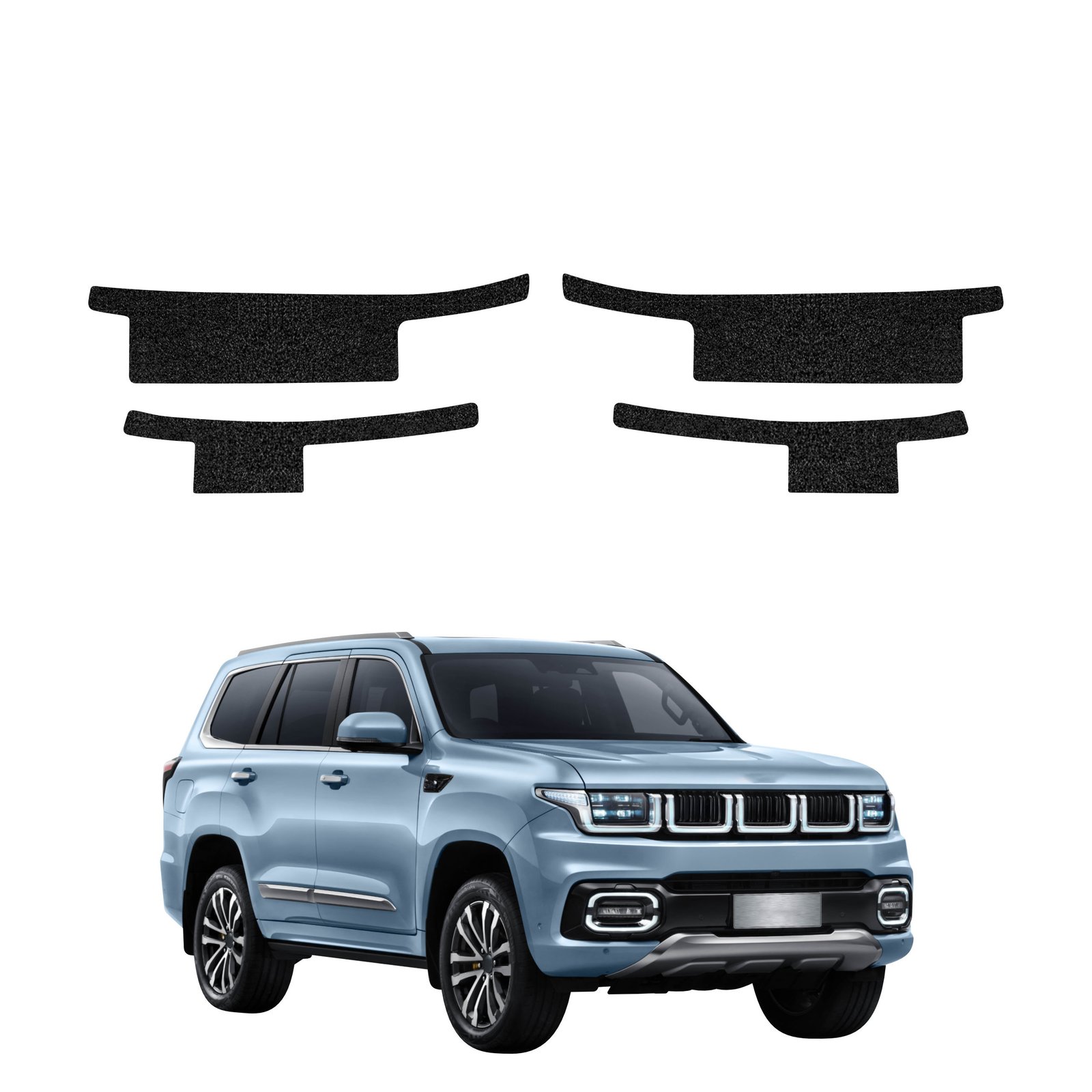 Komplektas 4w1 Juoda techninė apsauginė danga slenksčiams BAIC BJ60 (2026) GRIZZ HeavyDuty Black