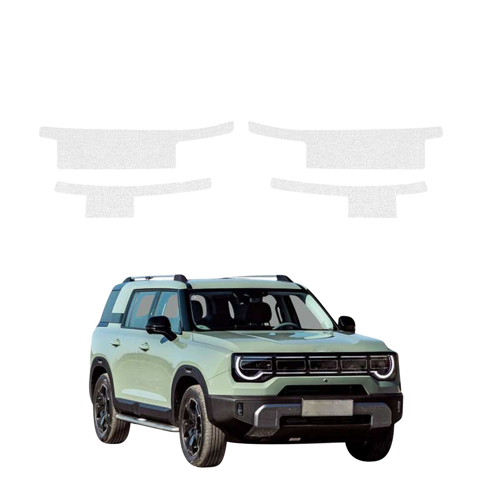 Komplektas 4w1 Bespalvė techninė apsauginė danga slenksčiams BAIC BJ30 (2026) GRIZZ HeavyDuty Clear