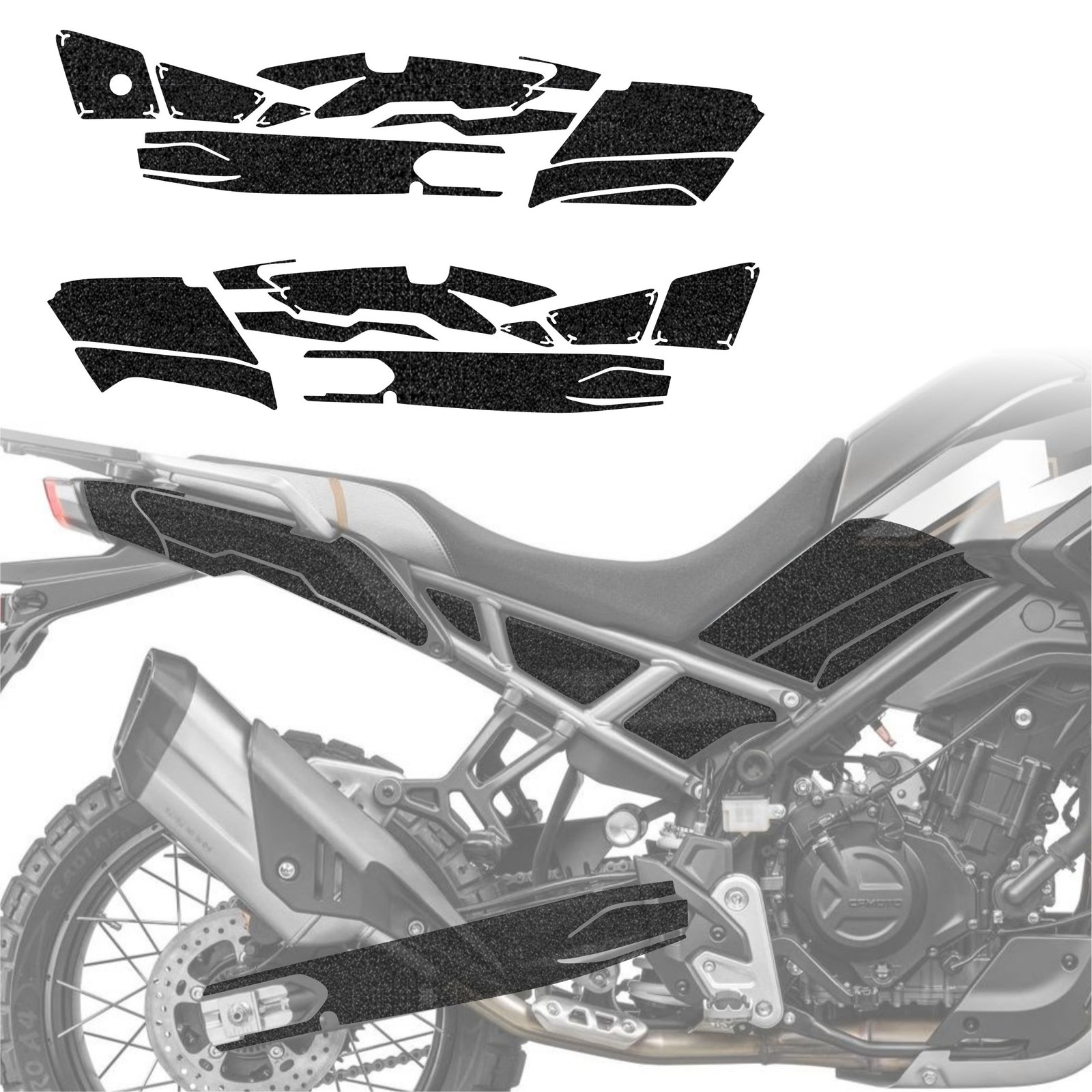 Komplektas 20w1 Juoda techninė apsauginė danga šoniniam aptakui ir svirtims CFMOTO 450MT (2024-2026) GRIZZ HeavyDuty Black - Image 2