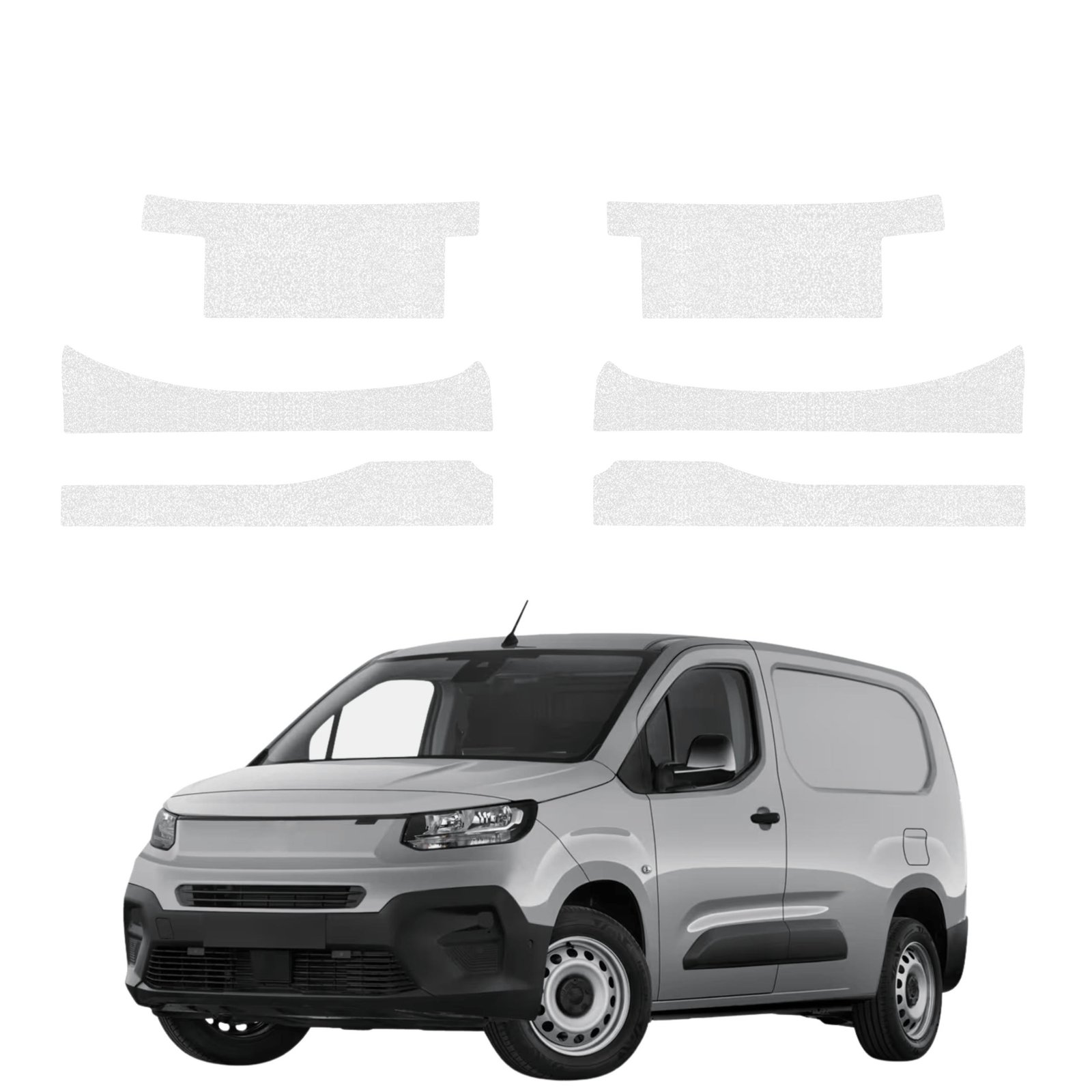 Komplektas 6w1 Bespalvė techninė apsauginė danga slenksčiams Fiat Doblo Cargo (2018-2026) GRIZZ HeavyDuty Clear