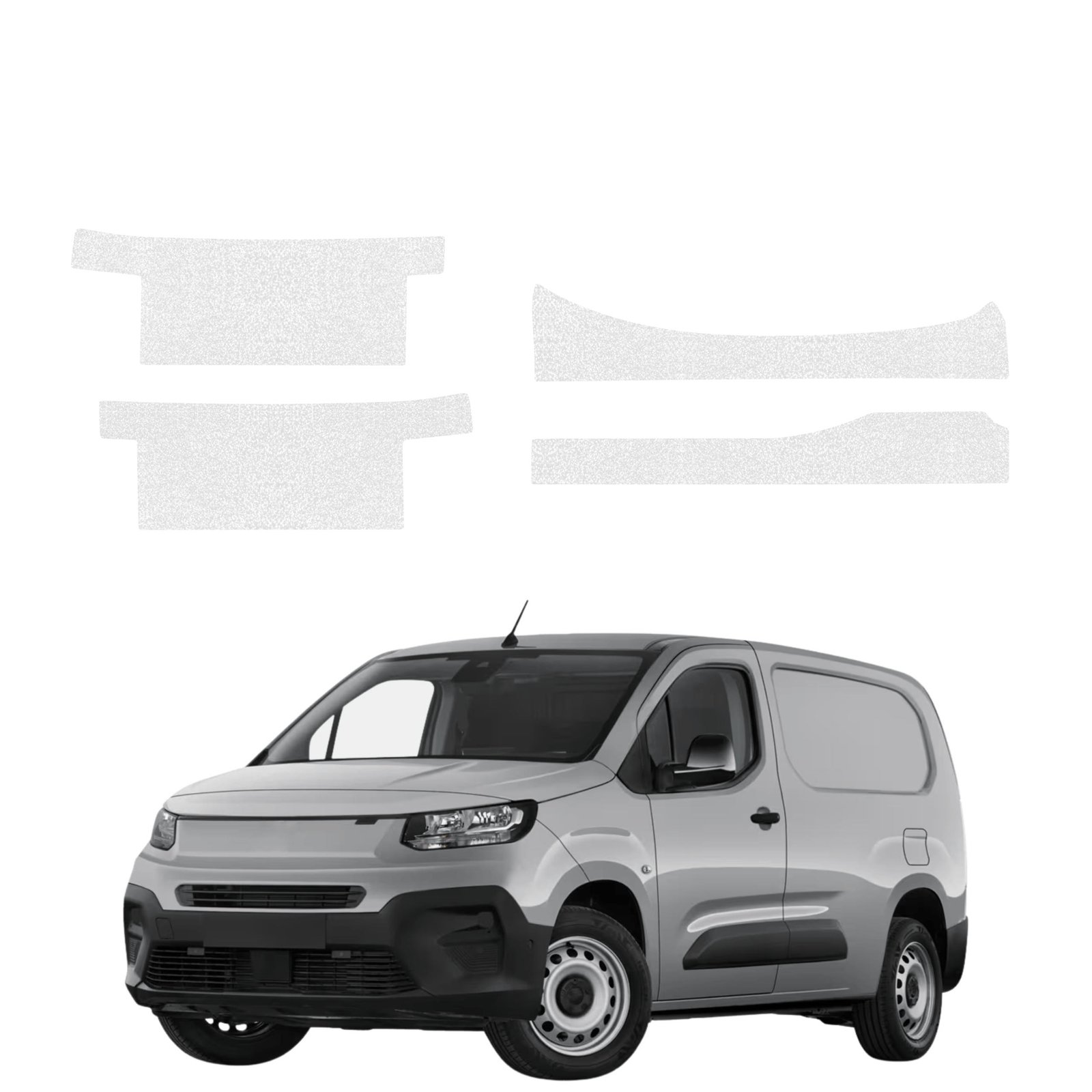 Komplektas 4w1 Bespalvė techninė apsauginė danga slenksčiams Fiat Doblo Cargo (2018-2026) GRIZZ HeavyDuty Clear