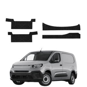 Komplektas 4w1 Juoda techninė apsauginė danga slenksčiams z wcięciami Fiat Doblo Cargo (2018-2026) GRIZZ HeavyDuty Black