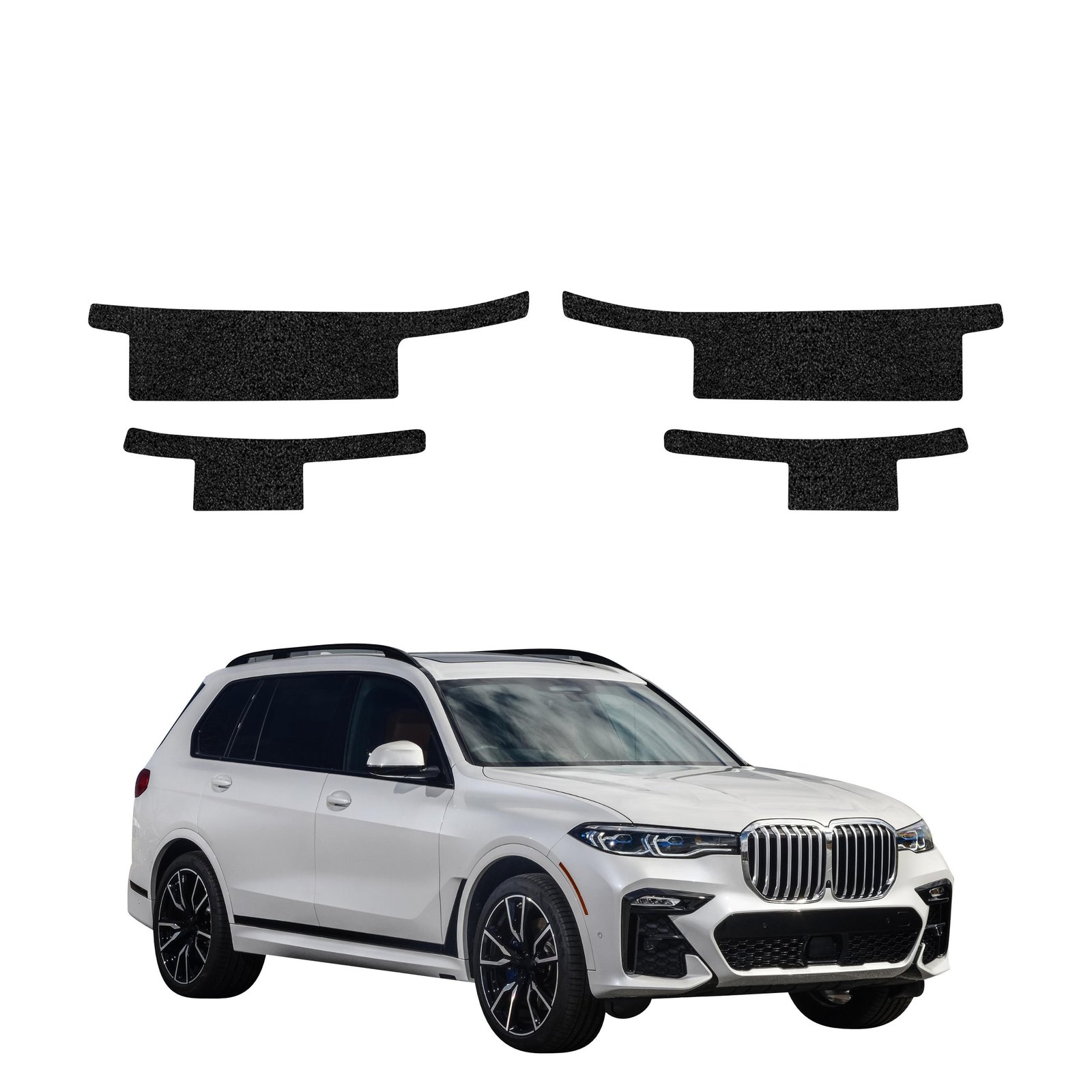 Komplektas 4w1 Juoda techninė apsauginė danga slenksčiams BMW X7 G07 (2018-2022) GRIZZ HeavyDuty Black