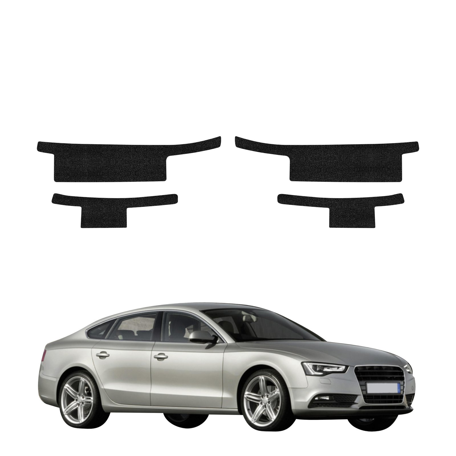 Komplektas 4w1 Juoda techninė apsauginė danga slenksčiams Audi A5 8T SUV 5D (2007-2016) GRIZZ HeavyDuty Black