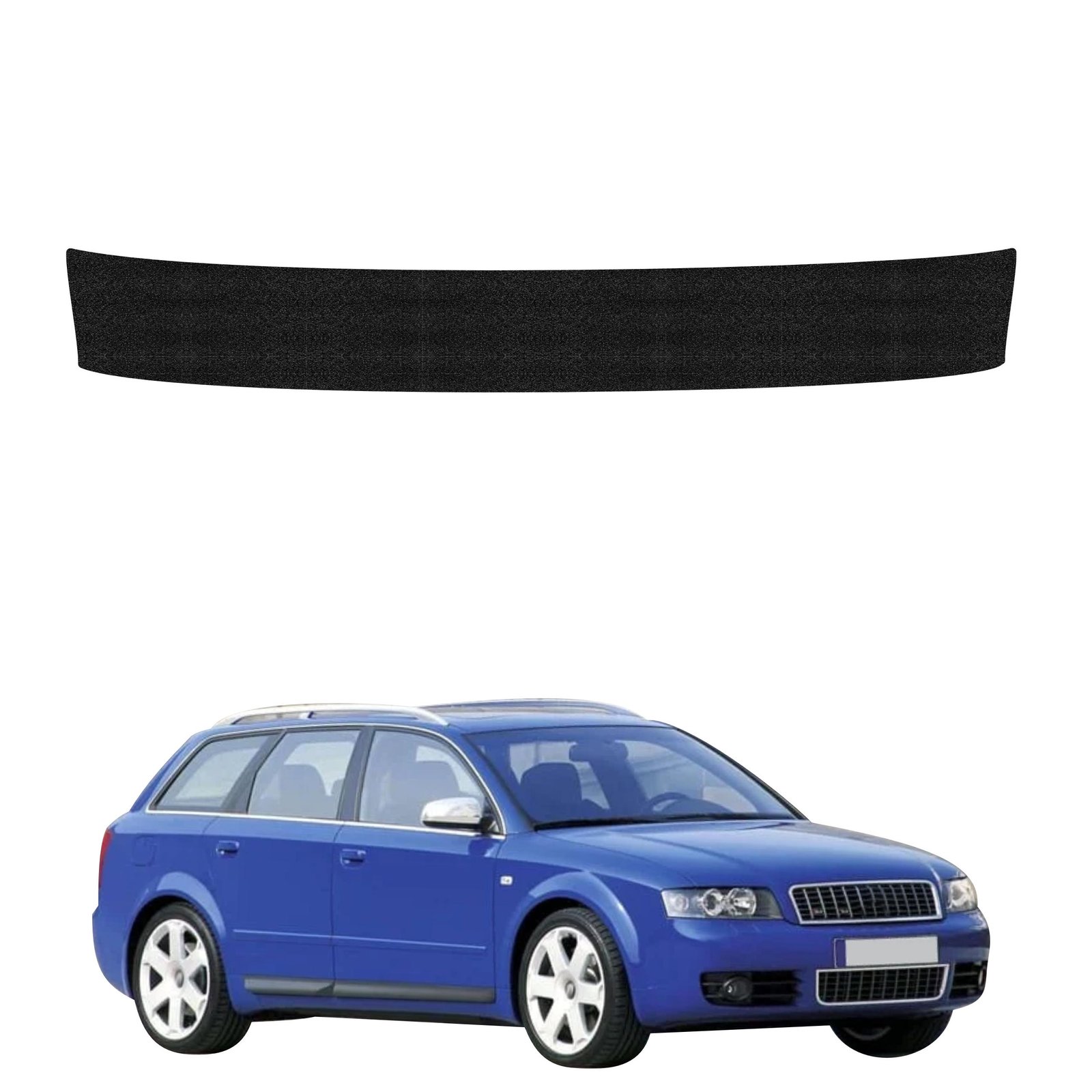 Juoda techninė apsauginė danga bagažinės slenksčiui Audi A4 B6 Avant (2000-2006) GRIZZ HeavyDuty Black