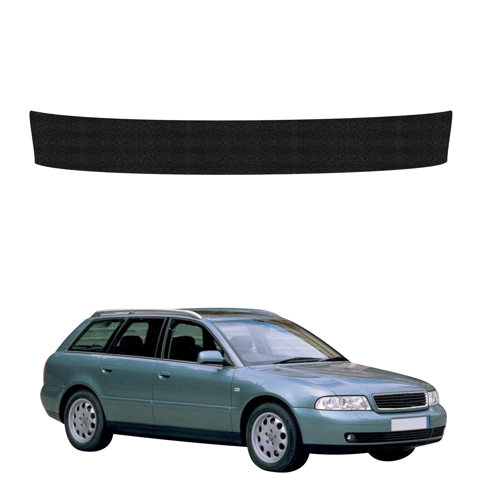 Juoda techninė apsauginė danga bagažinės slenksčiui Audi A4 B5 Avant (1994-2001) GRIZZ HeavyDuty Black